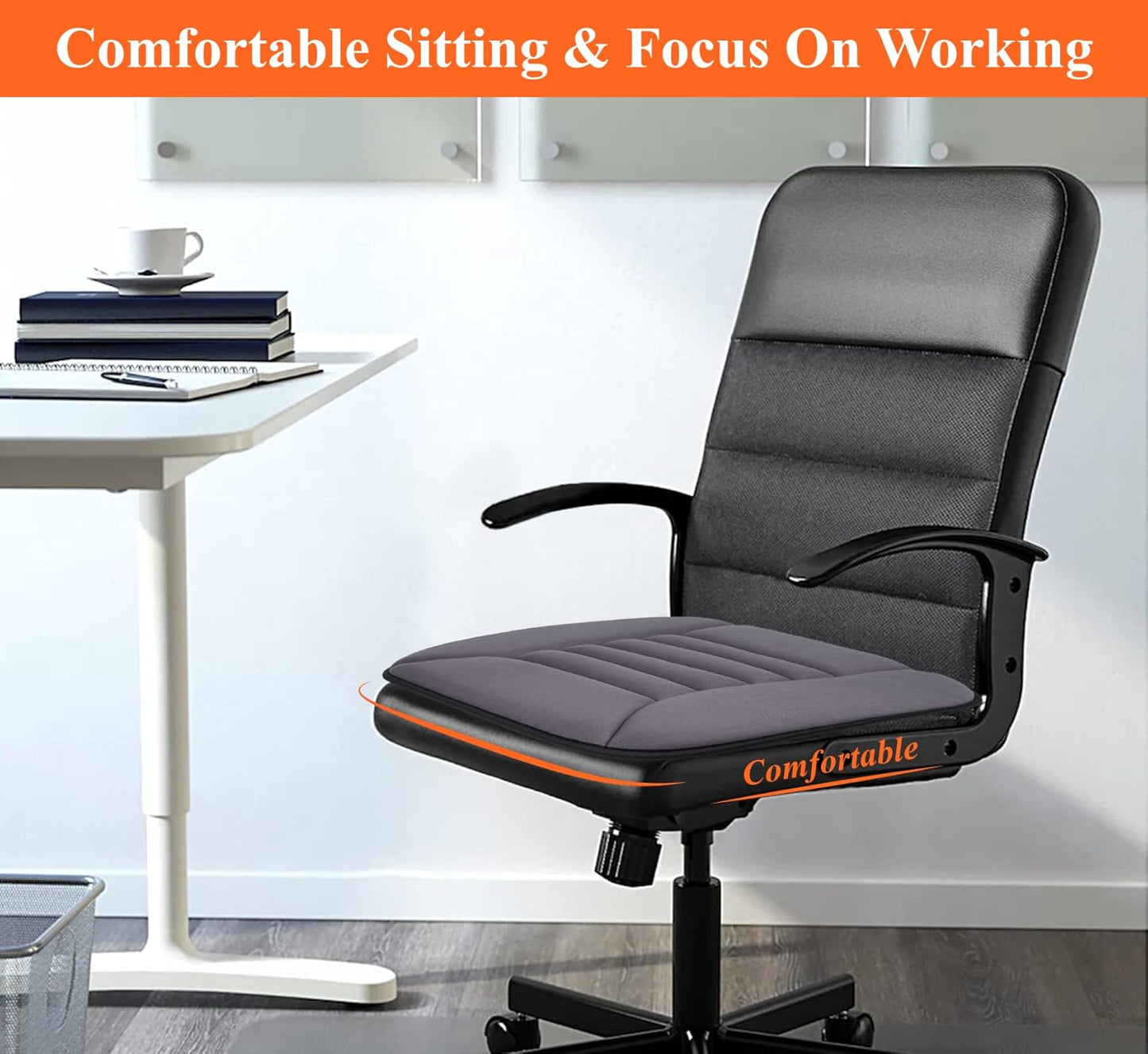 kingphenix Car Seat Cushion with 1.2inch Comfort Memory Foam, Seat Cushion for Car and Office Chair (Dark Grey)