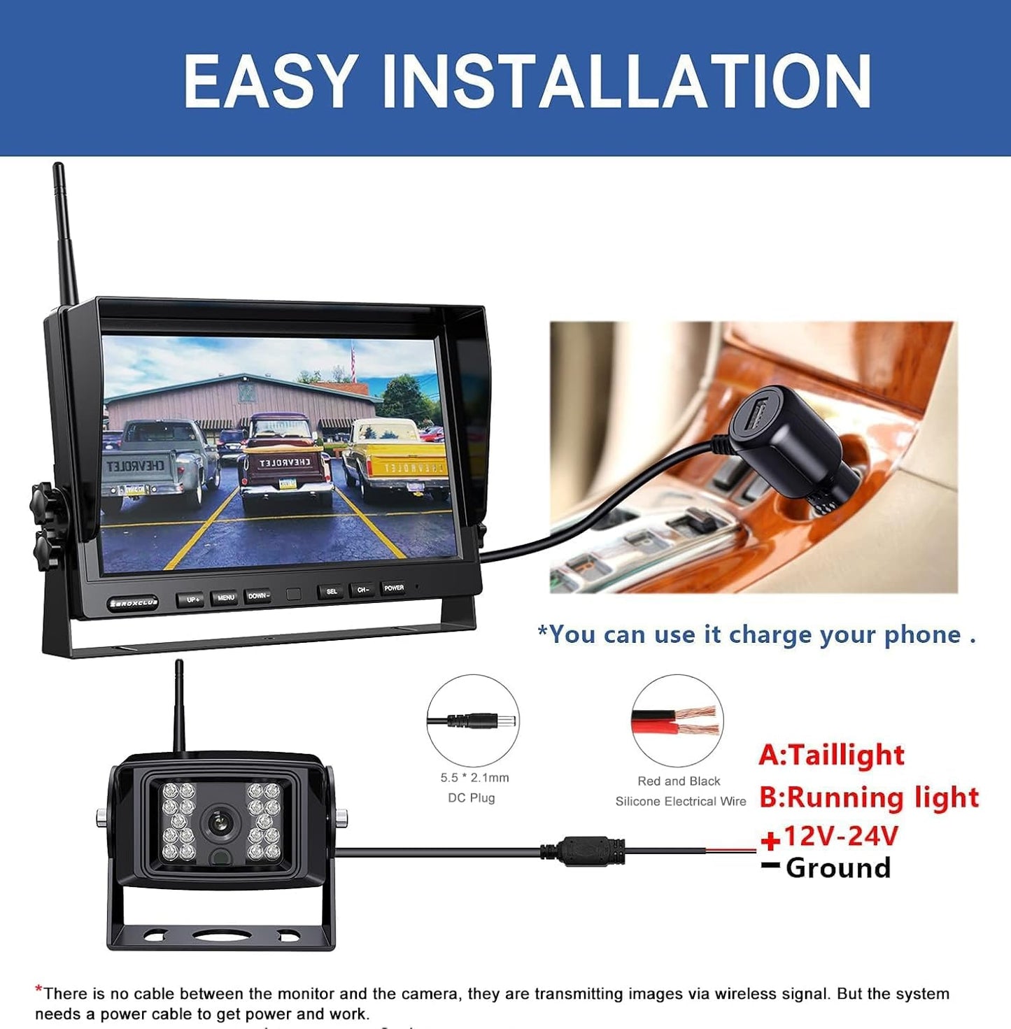 10'' 1080P Wireless Backup Camera System, 10 Inch DVR Dual/Quad Monitor Wireless 2 Rear View Cameras for RV/Truck/Trailer/Camper, IP69 Waterproof Digital Signal Recording System-BW102