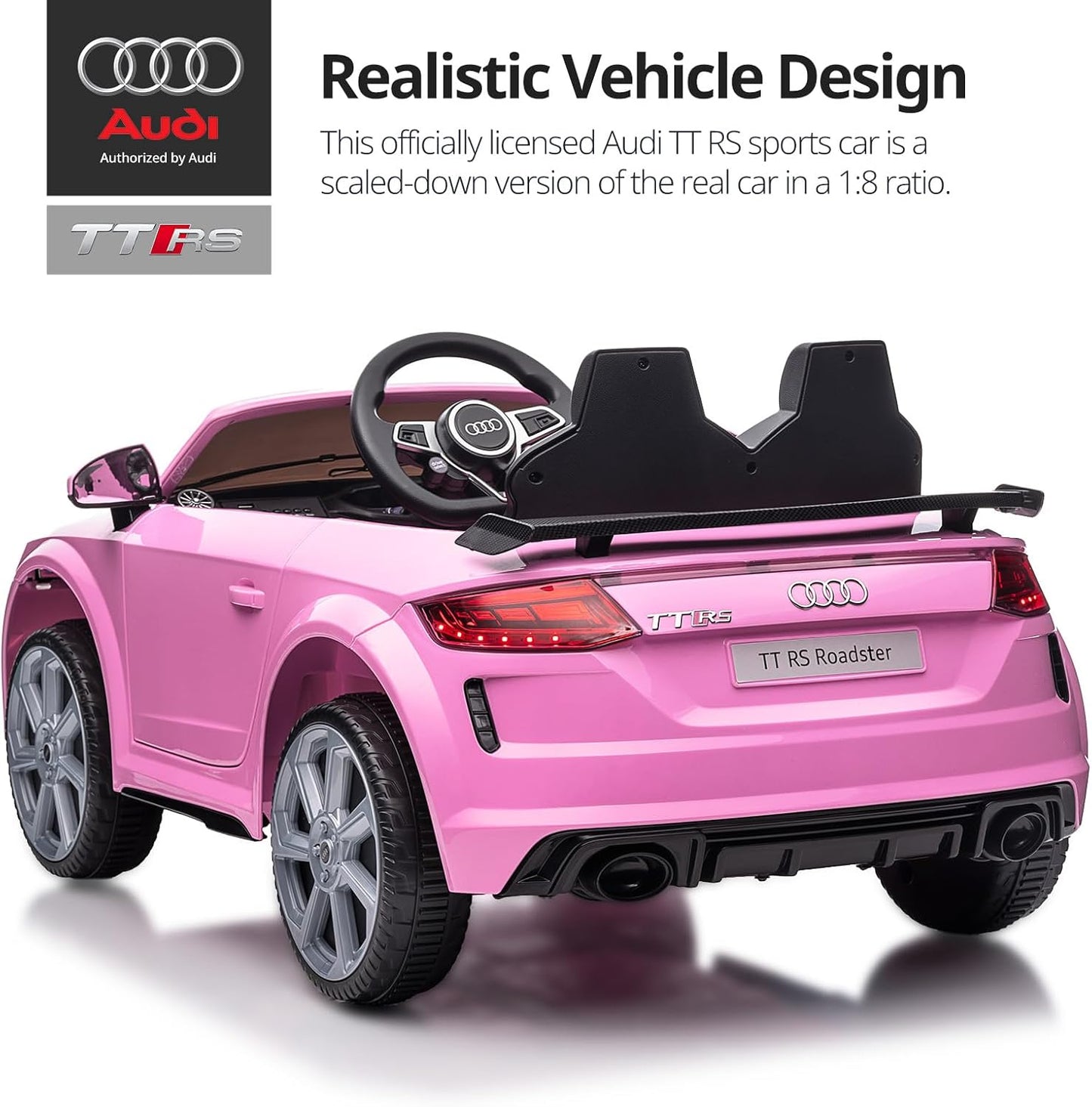Electric Car for Kids, Licensed Audi 6V Kids Ride on Car Toy for Toddlers with Remote - Pink