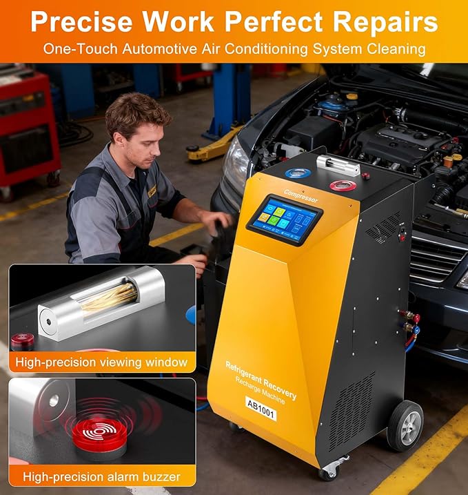Fully Automatic Refrigerant Recovery Machine for R134a and R1234yf, Recharging Machine for Hybrid and Non-Hybrid Automotive A/C Systems