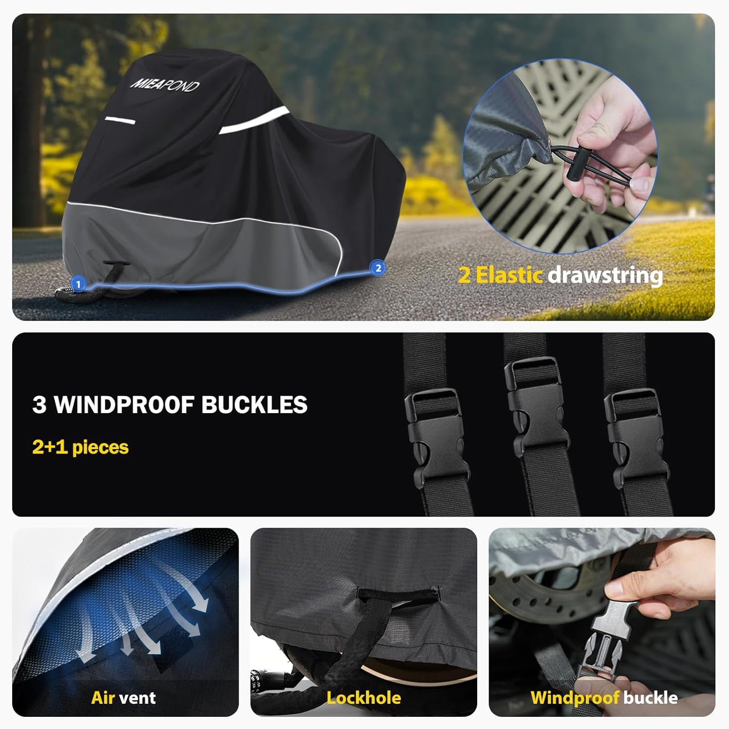 Motorcycle Cover for Sport Model Harley Davidson Sportster S, Sporster 883, Nightster Special, SuperLow, SuperLow 1200T, 1200 Custom, and Most Motorcycles - Waterproof Motorcycle Cover Outdoor Storage