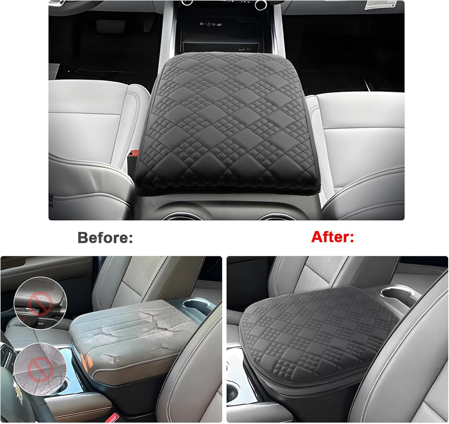 SXCY for 2025 Chevy Tahoe Suburban Armrest Cover Pad for 2025 Chevrolet Tahoe Accessories 2025 Tahoe Suburban Center Console Cover 2025 Tahoe Middle Console Cover Add Soft Cotton Cushion (Added-Pad)