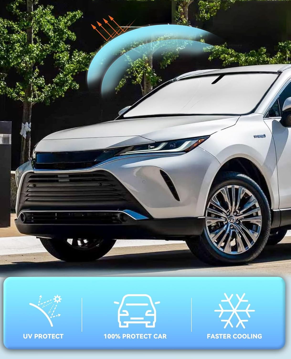 for Venza Sunshade Windshield Sun Shade for 2020 2021 2022 2023 2024 2025 Toyota Venza, LE, XLE, Limited, SUV Accessories Windshield Cover UV Protector Window Shields for Front Windscreen Block UV