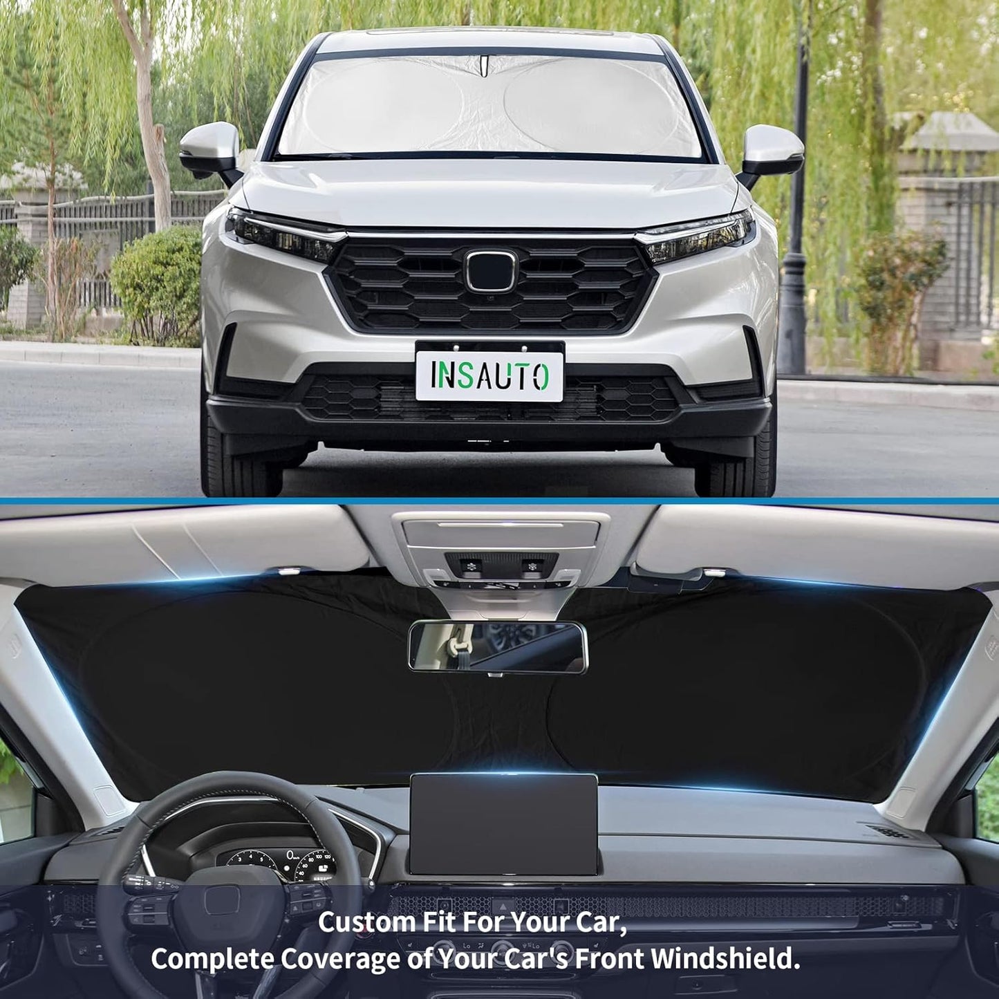 INSAUTO for Rogue Windshield Sun Shade Sunshade Foldable for Nissan Rogue 2014-2020 Windshield Cover Sun Visor Custom Fit for 2021-2023 Nissan Rogue 3rd Gen Accessories Blocks UV Rays Protector
