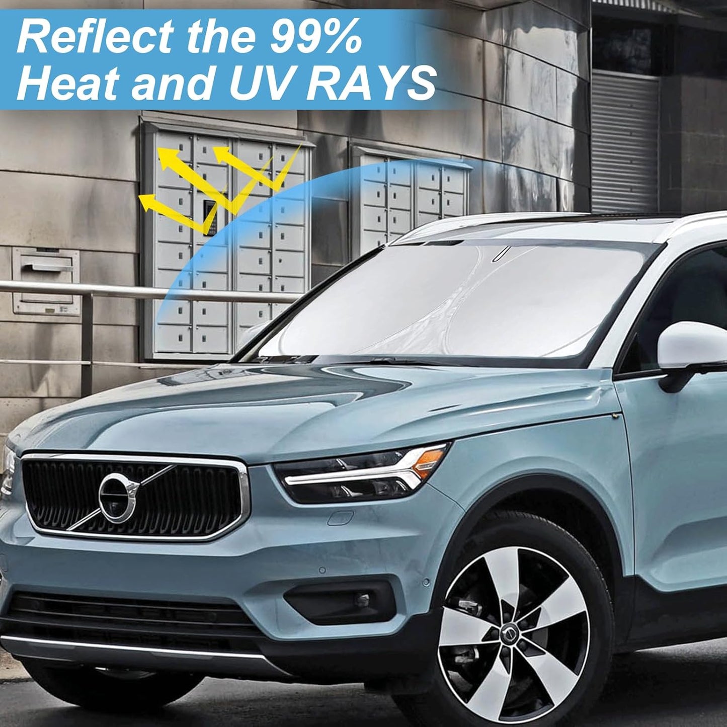 Custom Fit XC40 Windshield Sunshade for 2019-2025 2026 Volvo XC40 Accessories Front Window Shield 210T Silver Coating Cover for Windshield Sun Visor Protector Blocks UV Keep Car Cool