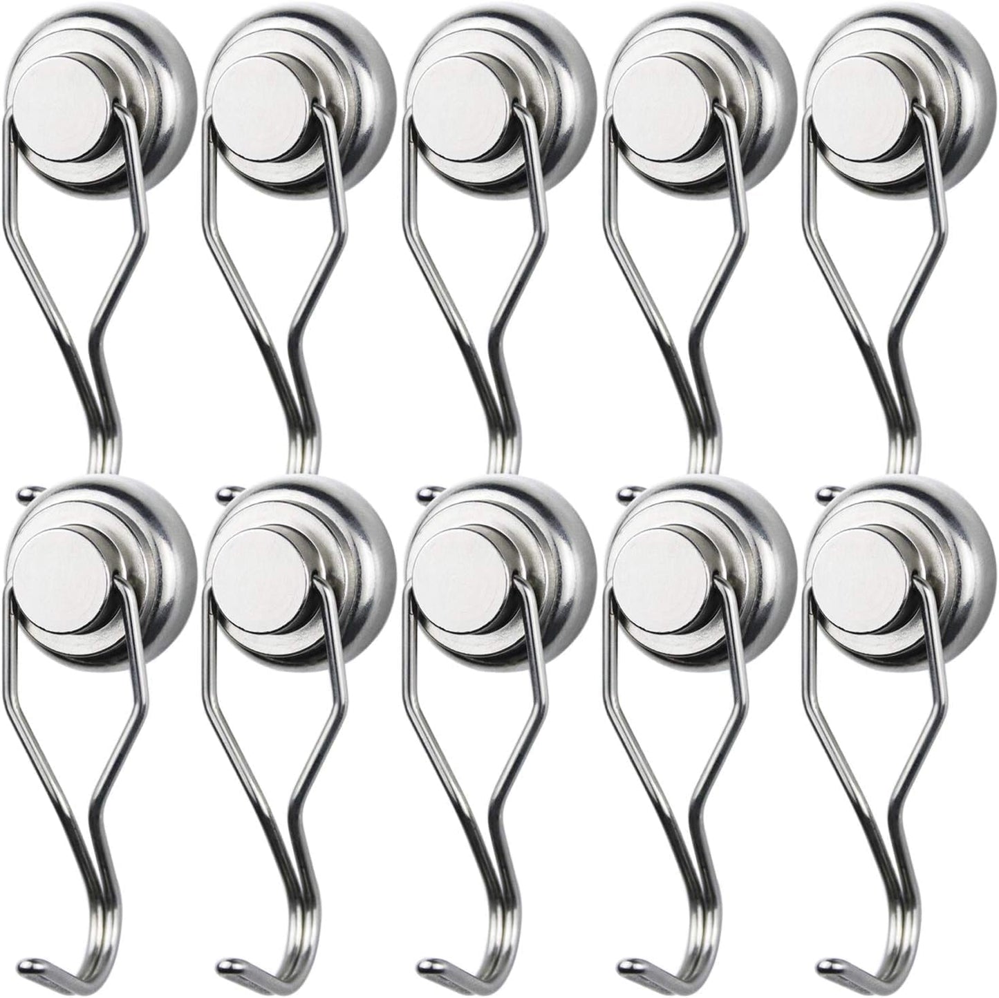 MIKEDE Magnetic Hooks Heavy Duty, 60 lb+ Strong Swivel Swing Neodymium Magnetic Hooks for Hanging, Strong Magnet Hanger for Cruise Cabins, Locker, Toolbox, Home, Kitchen - Pack of 10