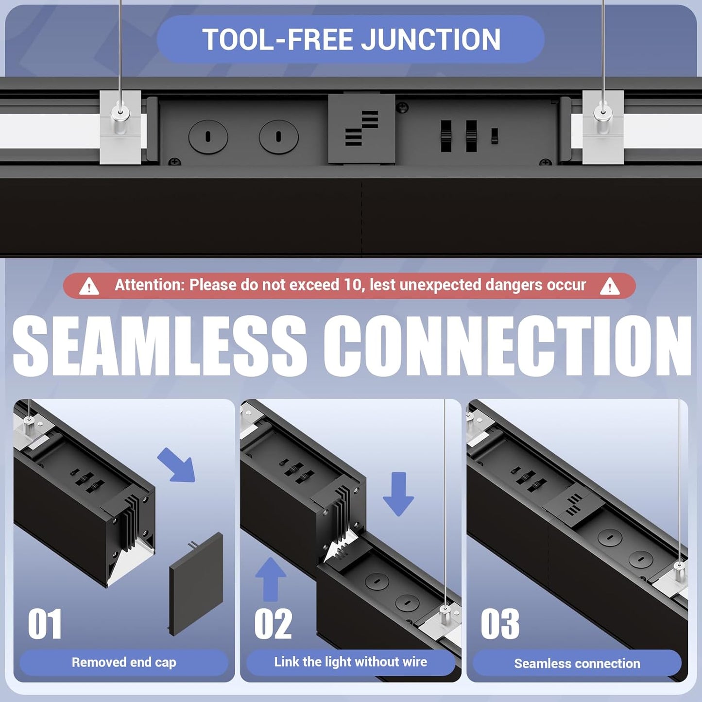 4FT LED Linear Light,50/45/40/35/30W Up and Down Light, 3000/4000/5000K CCT,Commercial and Residential Linear Lights Fixture for Office,Pendant Lights for Home,Shop,Garage,School-2Pack