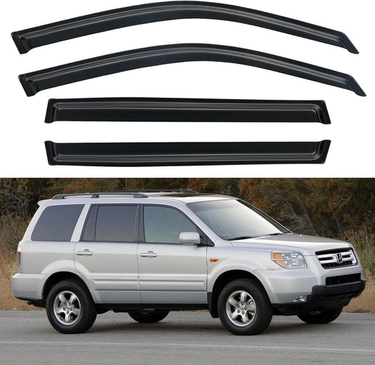 Window Visors Rain Guards Shield for 2003-2008 Honda Pilot, Out-Channel Window Vent Wind Deflectors Visors Shades for 03-08 Pilot