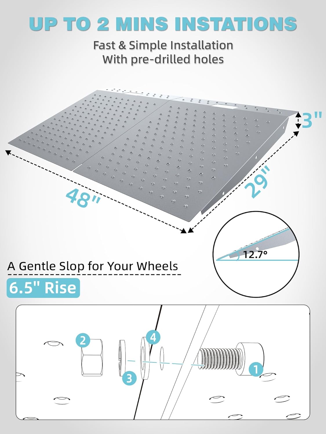 Shed Ramp 2PC, Loading Ramp for Riding Mower, 29" L x48 W, 1500 lbs Capacity, Shed Storage Ramps for Sheds, Garages, Barns, ATV, Lawnmower, Golf Cart, Sturdy Anti-Slip Ramps