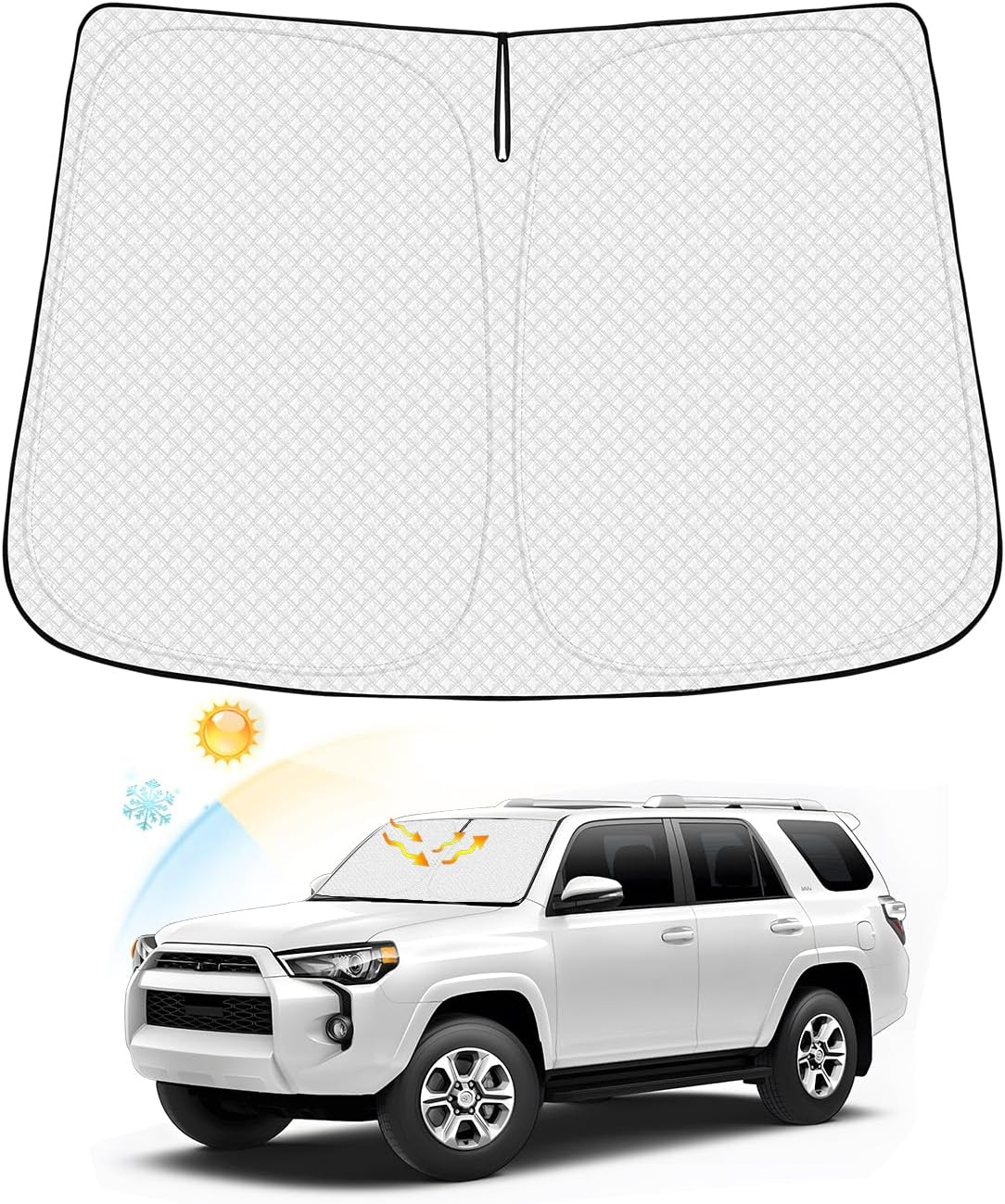 Windshield Sun Shade for 2010-2024 2025 Toyota 4Runner Accessories, Thicken 6-Layer Front Window Sunshade Foldable Window Shade Cover Sun Visor Shield Protector Keep Car Cool