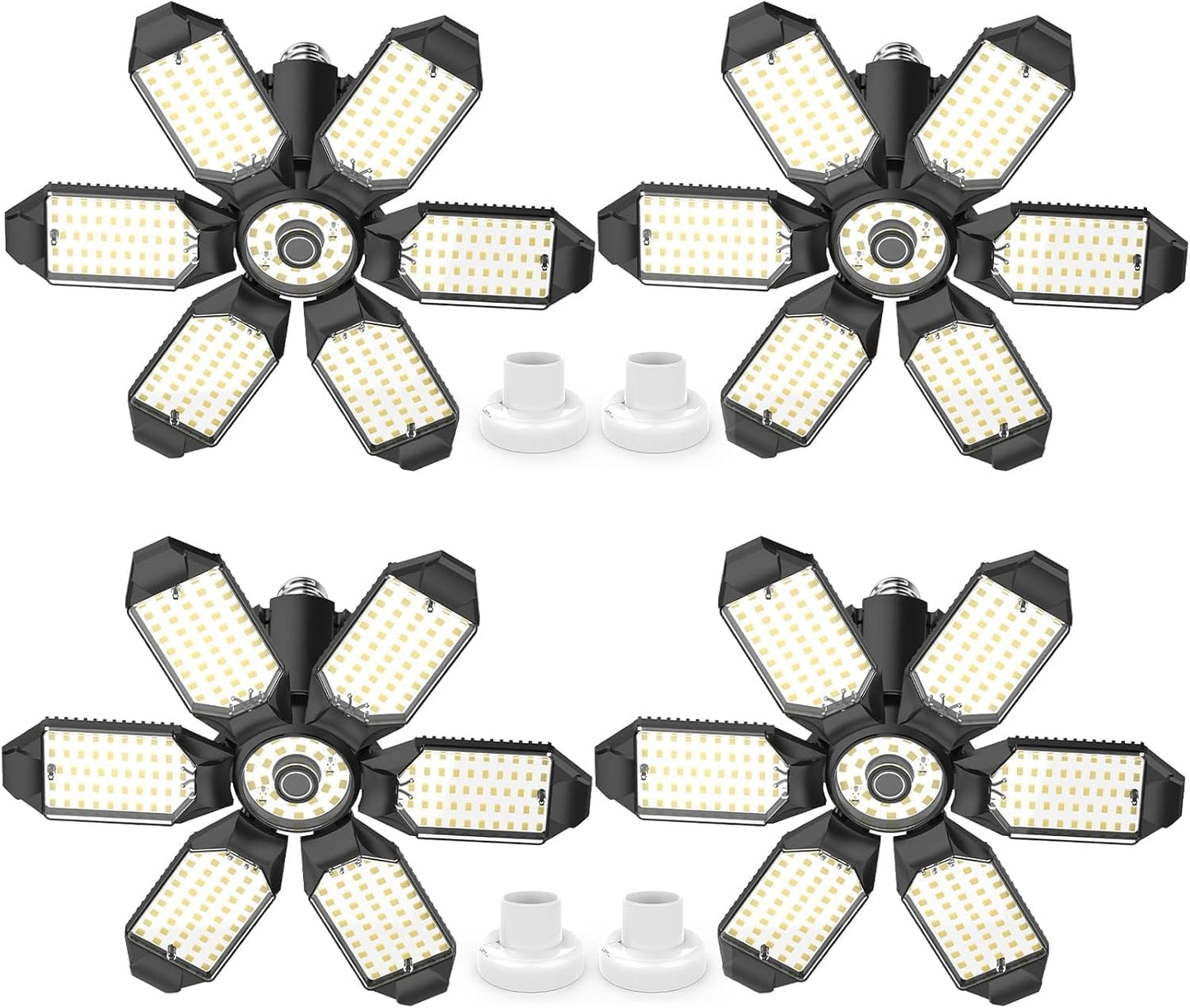 4 Pack LED Garage Lights,220W Super Bright Ceiling Led Shop Lights,Deformable Scew in E26 Base Garage Light for Basement Warehouse Workshpo