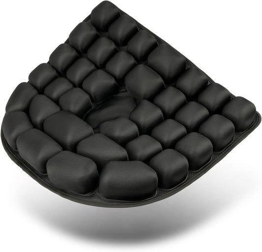 Travel Seat Cushion, 3D Air Inflatable Pressure Relief Cushion for Hemorrhoid and Tailbone Pain Relief, Optimal Support for Long Sitting in Car, Air Travel, Office Chairs, Home Living (Black)