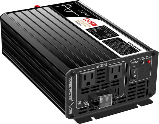 Xijia 1500W (Peak Power 3000W) Pure Sine Wave Inverter DC 72V to AC 120V 60HZ Solar Converter for Home Use car (DC72V (Range 60V-90V) 1500W)