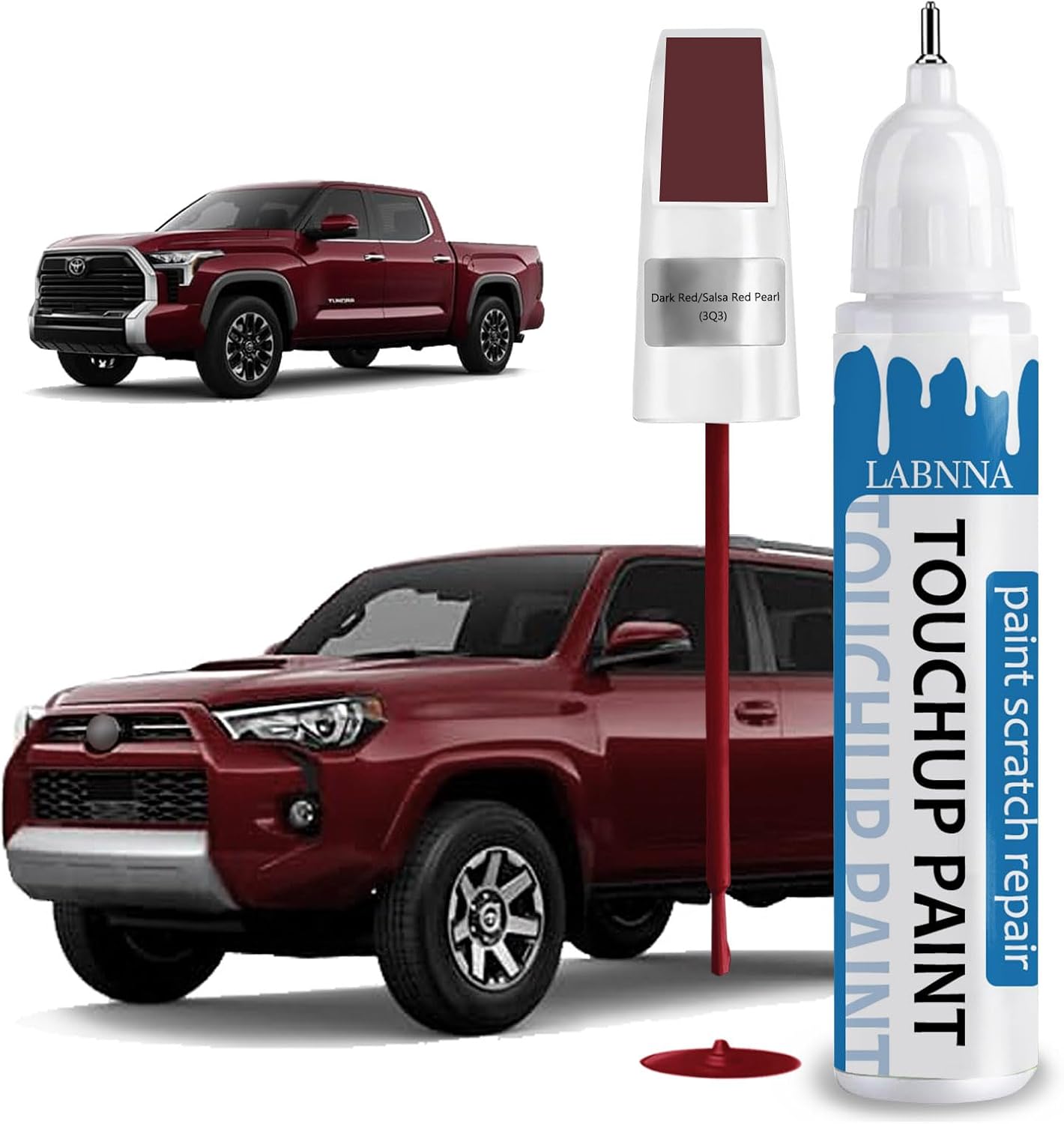 Dark Red/Salsa Red Pearl(3Q3) Touch Up Paint for Toyota-Exact Match 2 in 1 touchup Paint Pen for Chips and Nicks Repair Car Paint Scratch Repair Kit