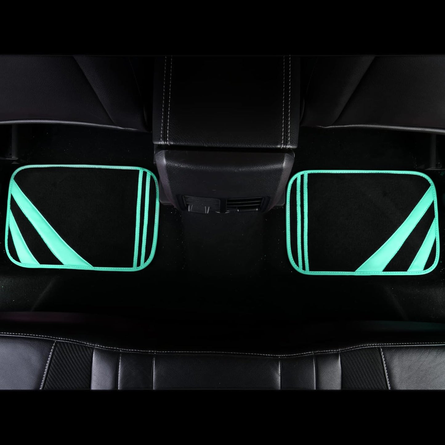 CAR PASS Mint Green Edge Leather Car Floor Mats, Universal Car Mats with Double Stitch Line and Anti-Slip Backing Design, for Cute Girly Women, Fit 95% Automotive,SUVs,Sedan,Vans (Black and Mint)