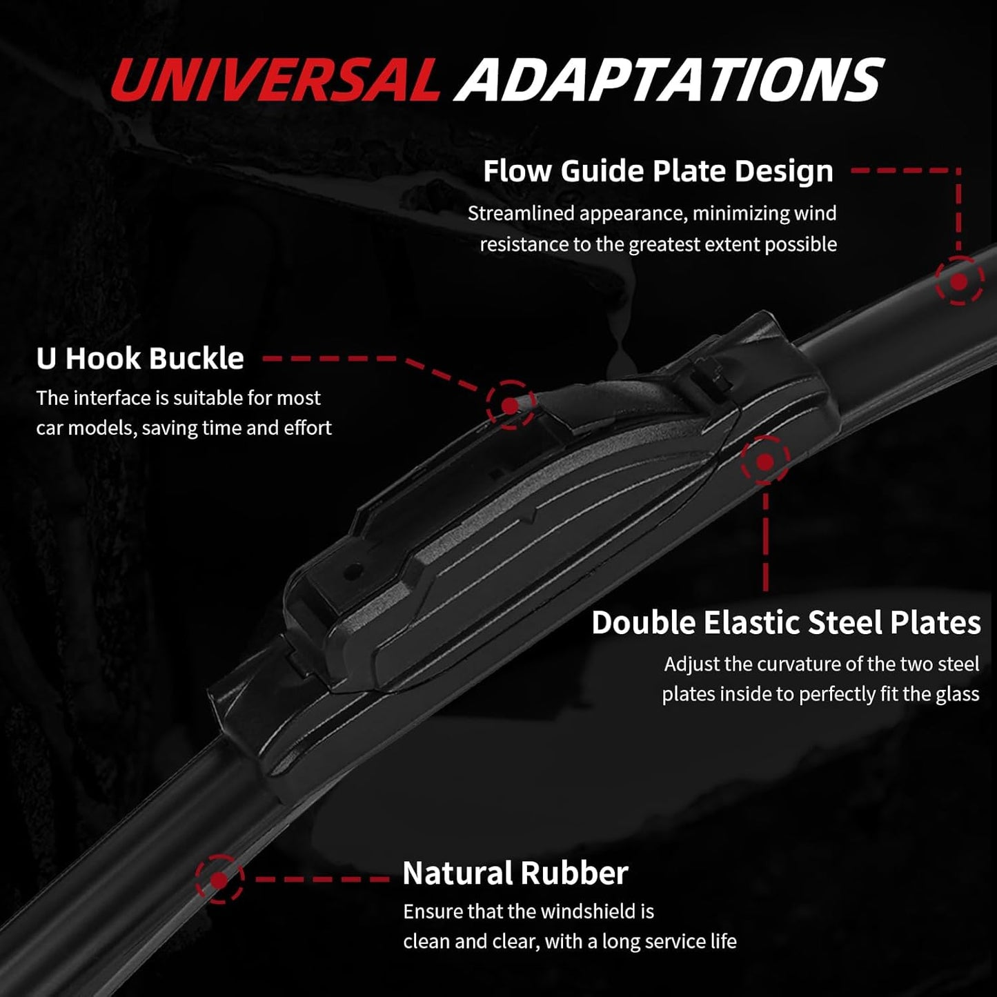 OTUAYAUTO Premium Windshield Wiper Blades - Replacement for Nissan Versa Note 2014-2019 - Precision Fit, All-Weather Performance, Front and Rear Wiper Blades, J/U Hook - 28"+12"+12" (Pack of 3)