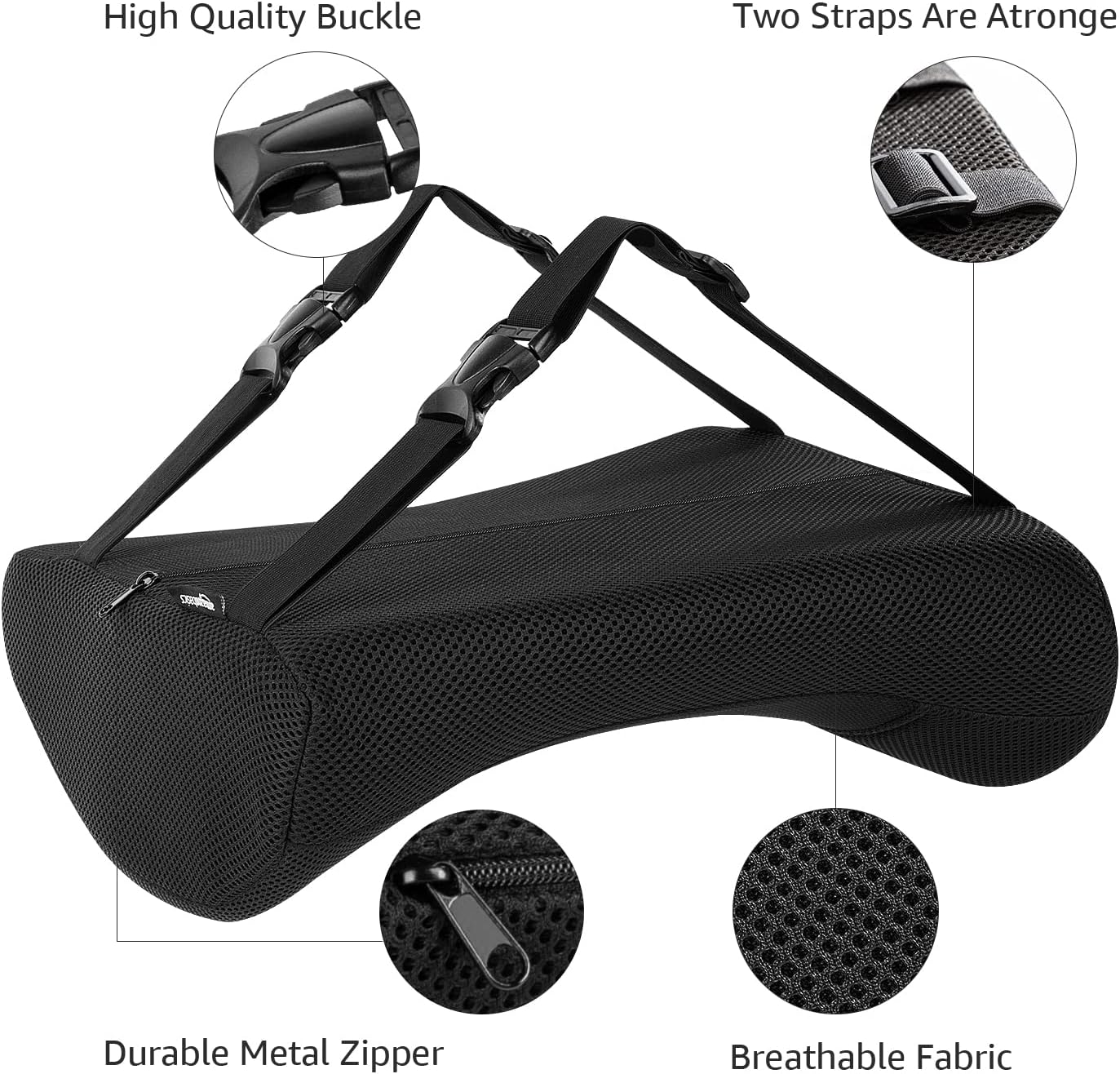 Amazon Basics Comfortable Seat Cushion & Lumbar Support for Office Chairs, Gel Enhanced Memory Foam, Pack of 2, Rectangular, Black