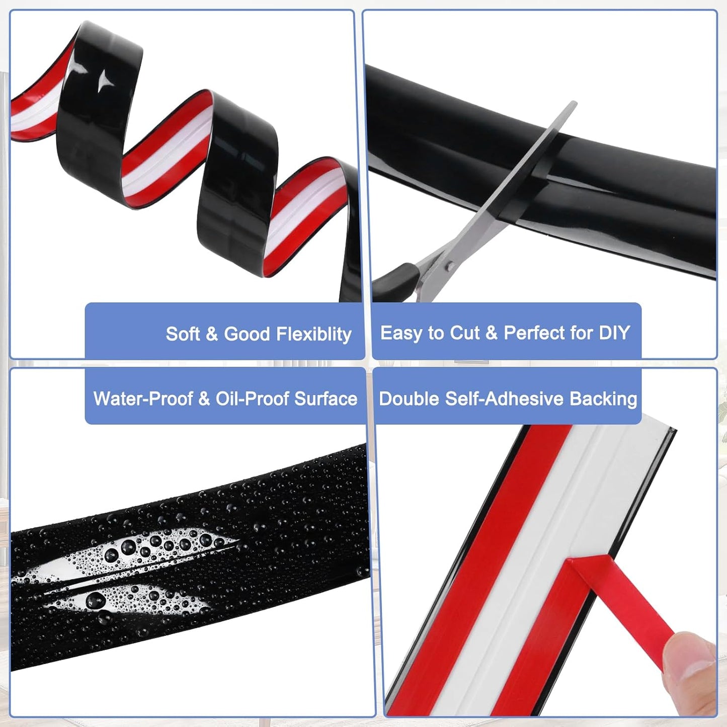 Wall Corner Protector Moulding Trim Peel and Stick Wall Corner Guards Trim Flexible Self Adhesive Edge Protector Moulding, 1.6 in x 40 Ft, Black