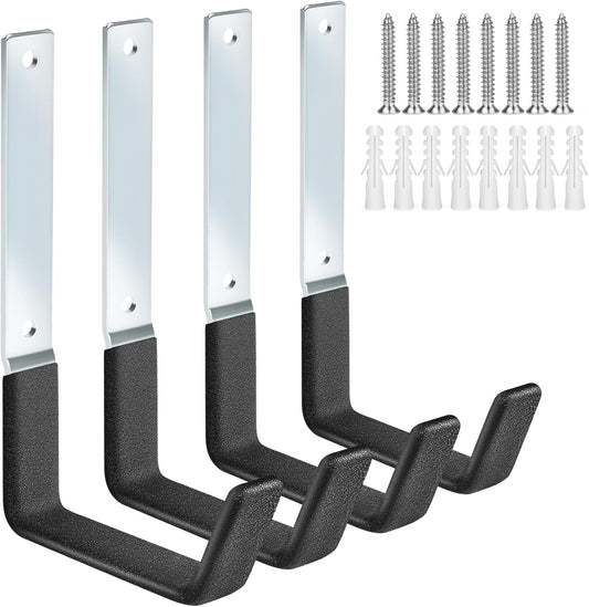 Ladder Hangers for Garage Wall Garage Hooks Heavy Duty Wall Hooks Set of 4 Tool Organizers and Storage Wall Mount Garage Storage Utility Rack Tool Holder for Garage Garden Shed Shop Bike