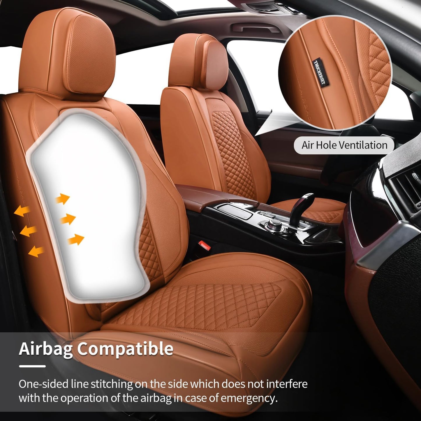 Car Seat Covers Full Set Leather Seat Covers Automotive Seat Covers Universal Car Seat Cover for Most Cars Brown