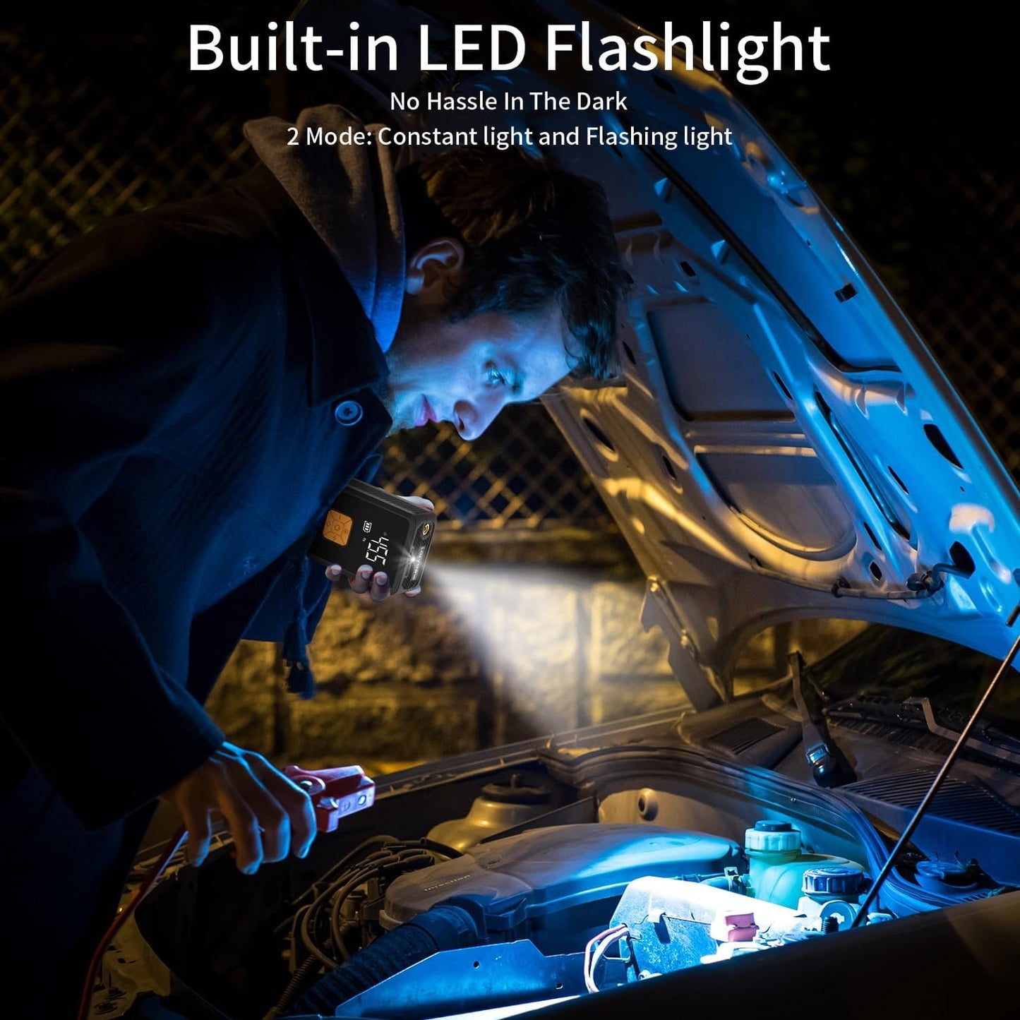 Portable Air Pump for Car Tires, 150 PSI Tire Inflator Cordless with LED Light, Rechargeable Auto Shut-off Air Compressor 2X Fast Inflation Tire Pumps for Car Bike Motorcycle Ball