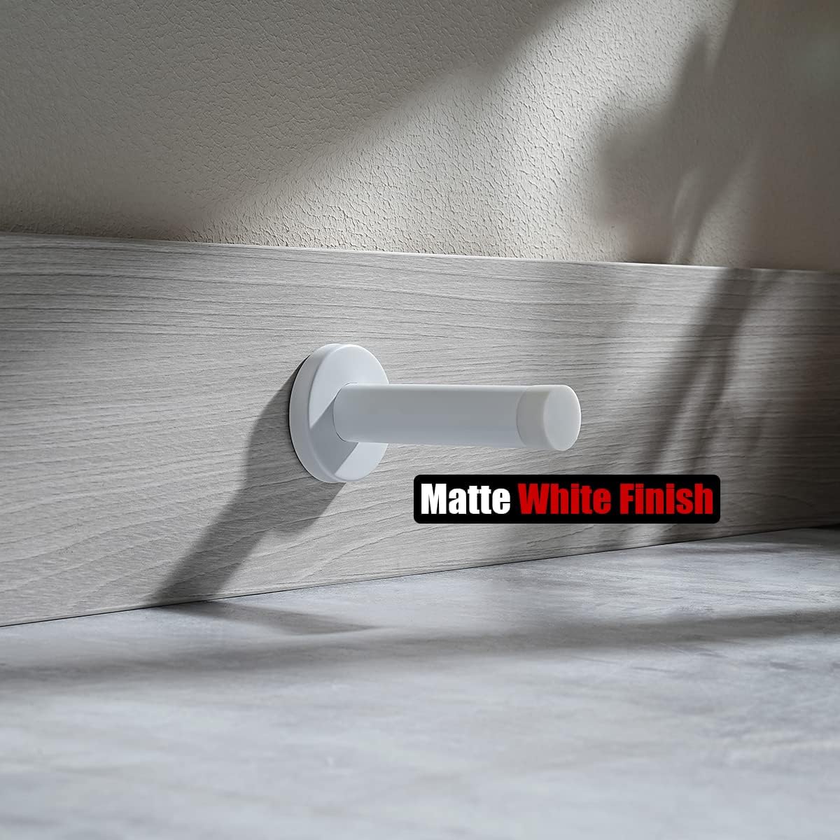 JQK Door Stopper White, 304 Stainless Steel Thicken 1mm Sound Dampening Door Stop Bumper Wall Protetor 8 Pack, DSB5-WH-P8