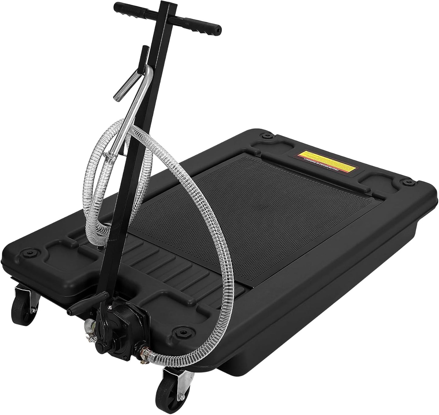 ‌17 Gal Low Profile Oil Drain Pan, Heavy Duty Mobile Oil Changing Pan with Hand Pump, 8 Ft Hose & Quick Drain Valve, Leak-Proof Design for Truck Car Motorcycle, Garage Workshop Use