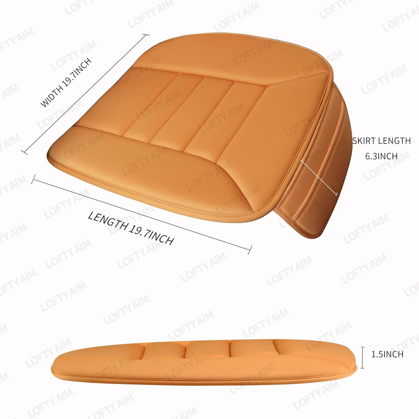 Premium Car Seat Cushion, Driver Cushion with Comfort Memory Foam & Non-Slip Rubber Bottom, Car Seat Pad Works with 95% of Vehicles and Office Chair or Home (Orange)