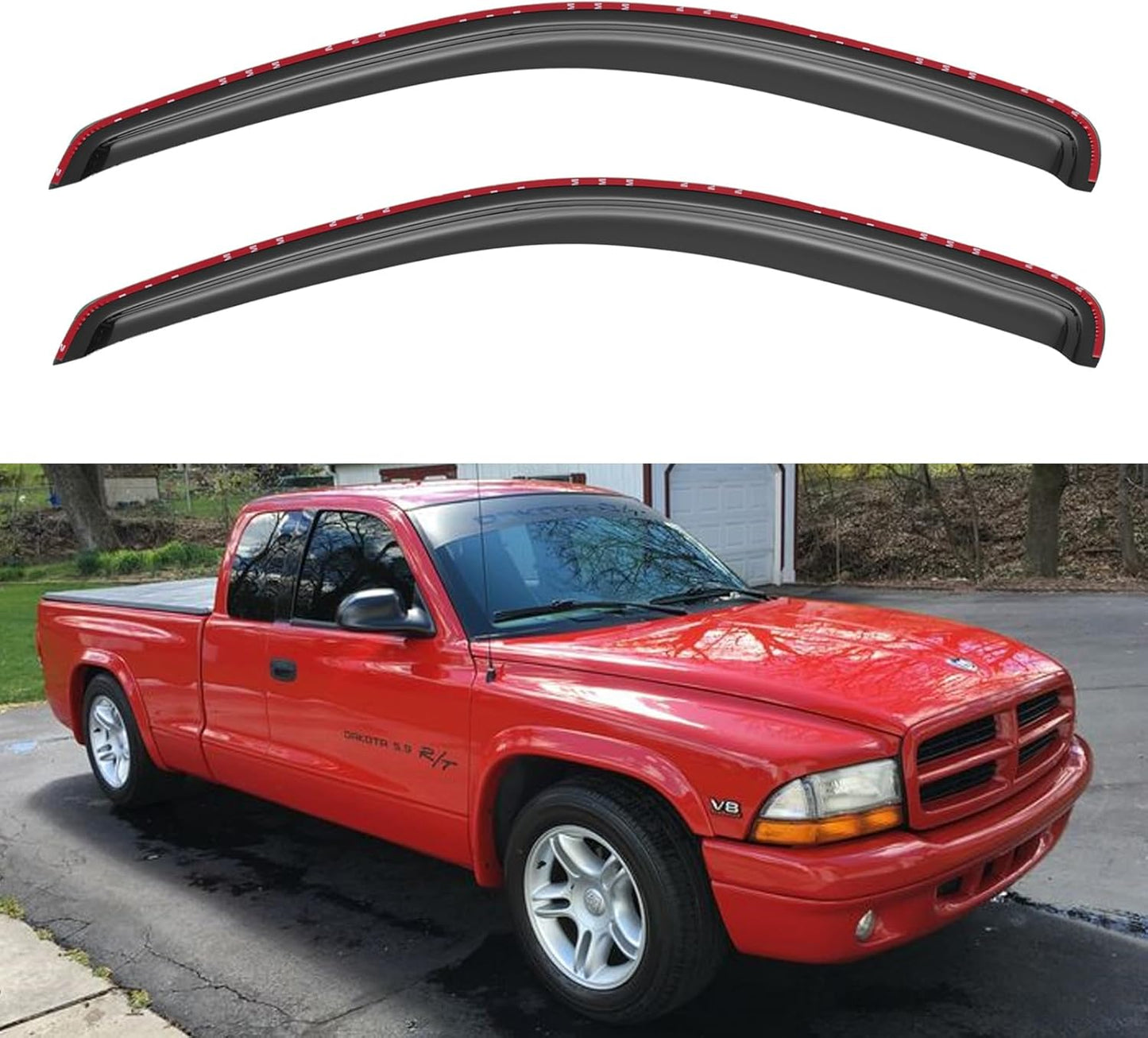 in-Channel Window Visors Rain Guards Shield for 1997-2004 Dodge Dakota Regular Cab, 2Pcs Window Vent Wind Deflectors Visors Shades for 97-04 Dakota