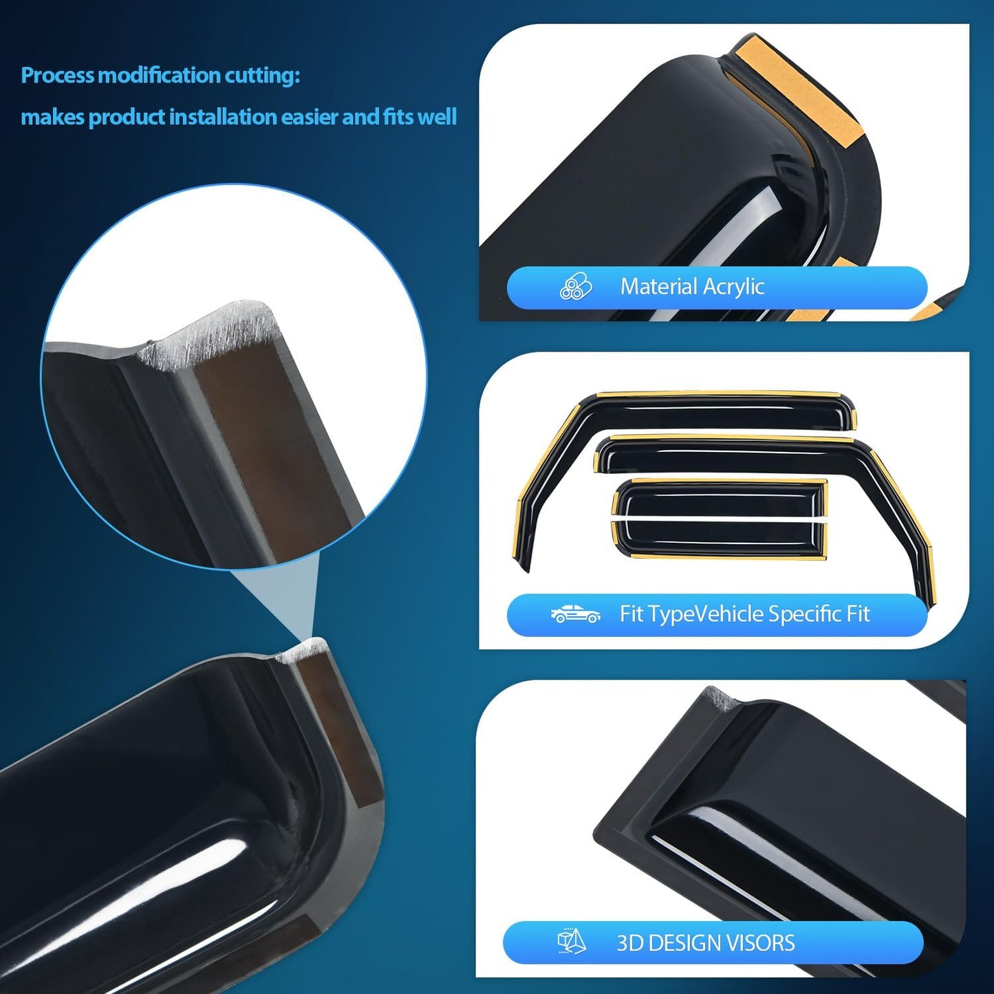 Nilight Window Visor Compatible with Jeep Wrangler JL/Jeep Gladiator 2018 2019 2020 2021 2022 2023 2024 Vent Window Visors, Rain Guards Acrylic-4pcs