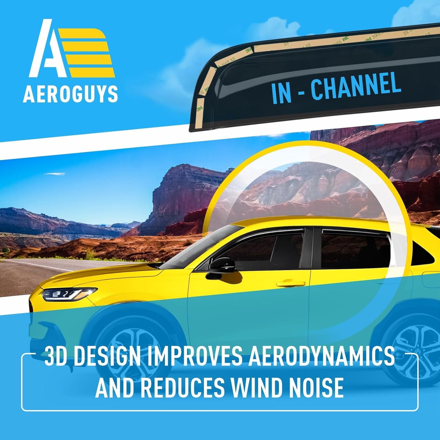 Extra Durable Window Deflectors in-Channel Window Visors Rain Guards Fit for Honda HR-V 2023-2025, Sun Visors, Wind Vent for Shades, Exterior Car Accessories - 4pcs. AG0594