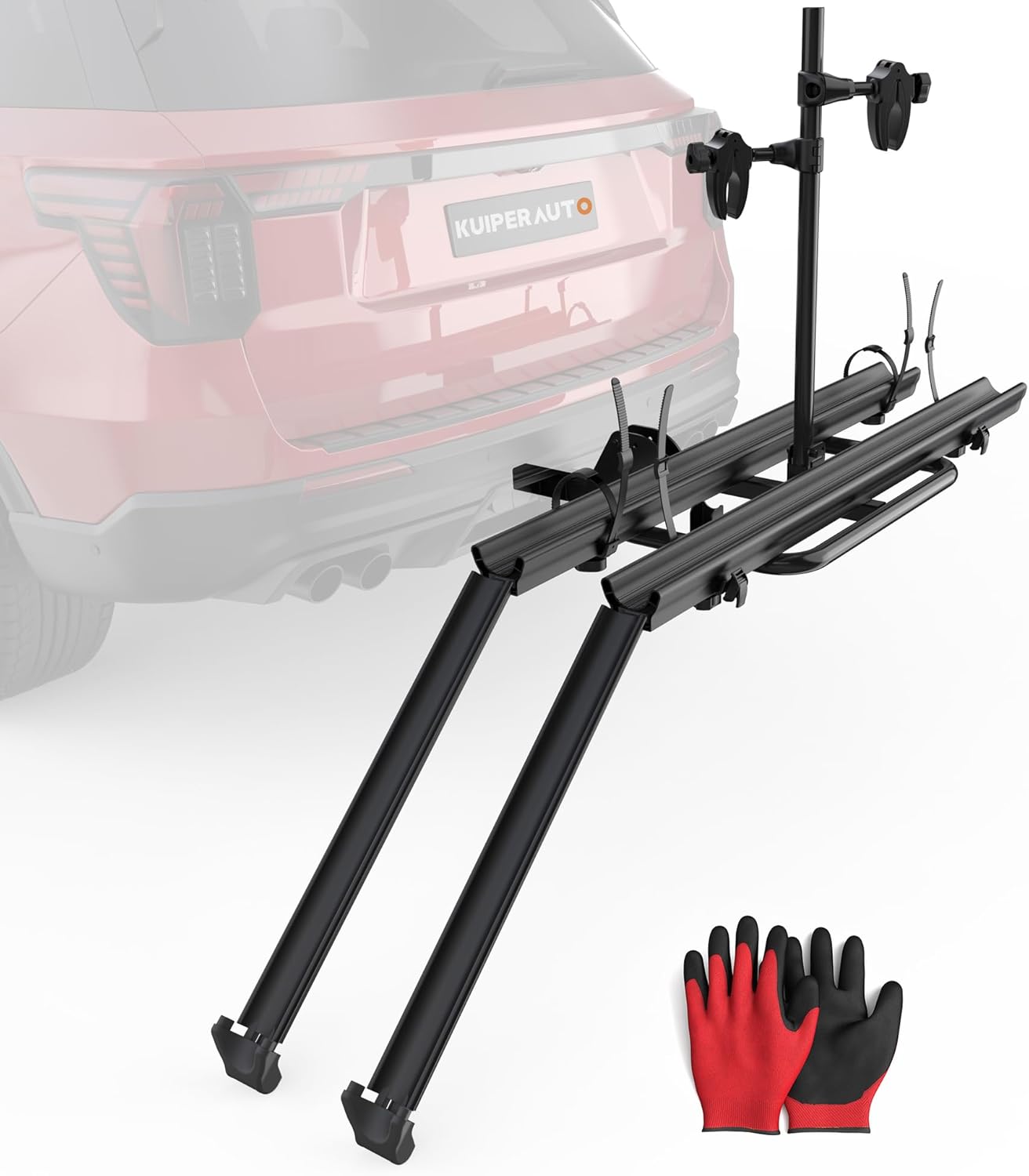 Aluminum 2 EBikes Foldable 2'' Hitch Mounted Carrier Racks w/Ramps Over 200lbs Capacity for 3.35 inch Fat Tire Heavy Duty Universal E-Bike Racks for SUVs Cars Trucks RV 2-Inch Receiver