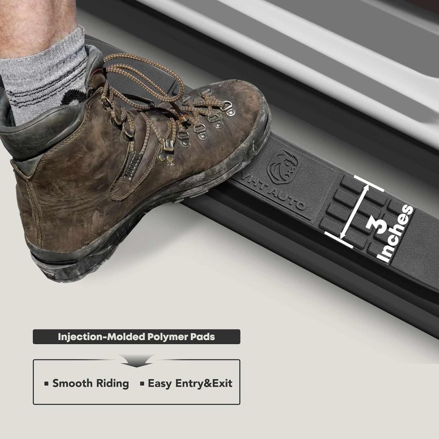 YHTAUTO 3 Inch Running Boards Side Step Bars Fit for 2019-2024 Chevy Silverado & GMC Sierra 1500 - Standard/Regular Cab, Carbon Steel Black Powder 90-Degree Bent End Truck Step Rails