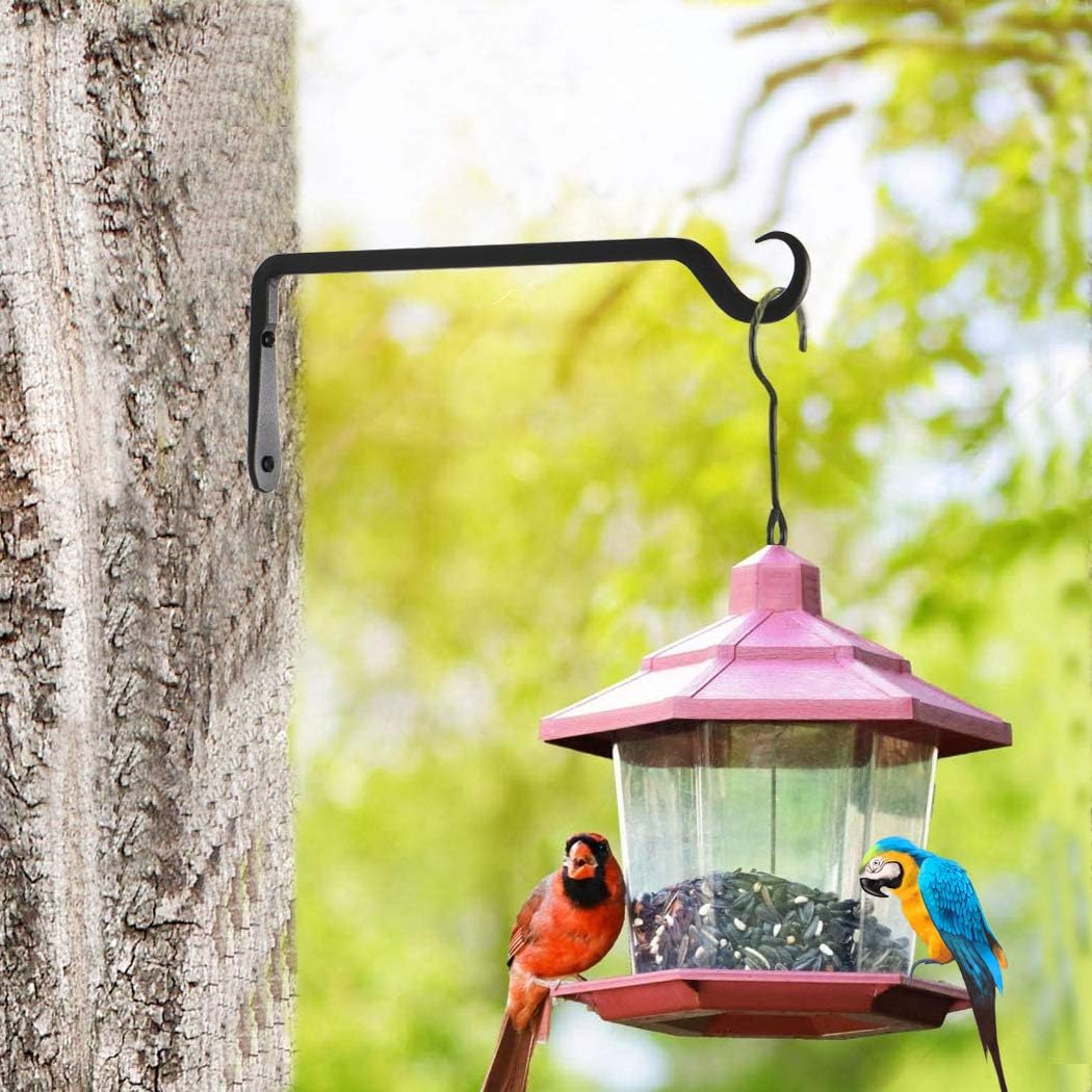 12" Plant Hangers 8-Pack - Heavy Duty Rust-Resistant Steel Hooks for Bird Feeders, Indoor/Outdoor Plants & Wall Decor, Black