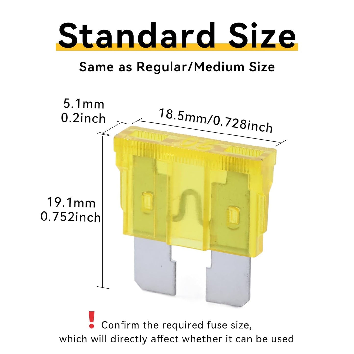 100 Pack Auto Fuses 20 AMP ATC/ATO Standard Regular Fuse Blade 20A Car Truck Boat Marine RV