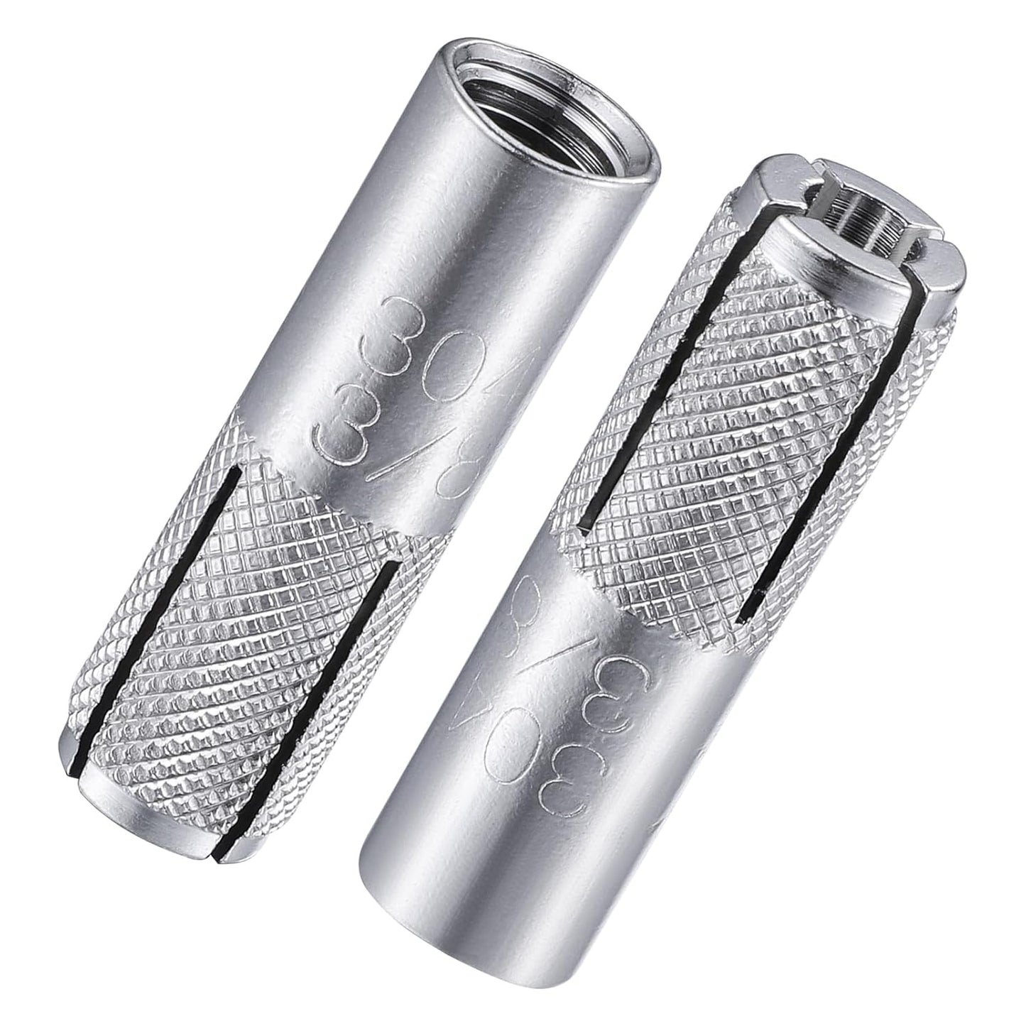 Wensilon(20 pcs) 3/8"-16 Premium Stainless Steel Drop in Anchors Assortment, Knurled Drop-in-Anchor for Solid Concrete, Internal Forced Expansion Screw Bolts