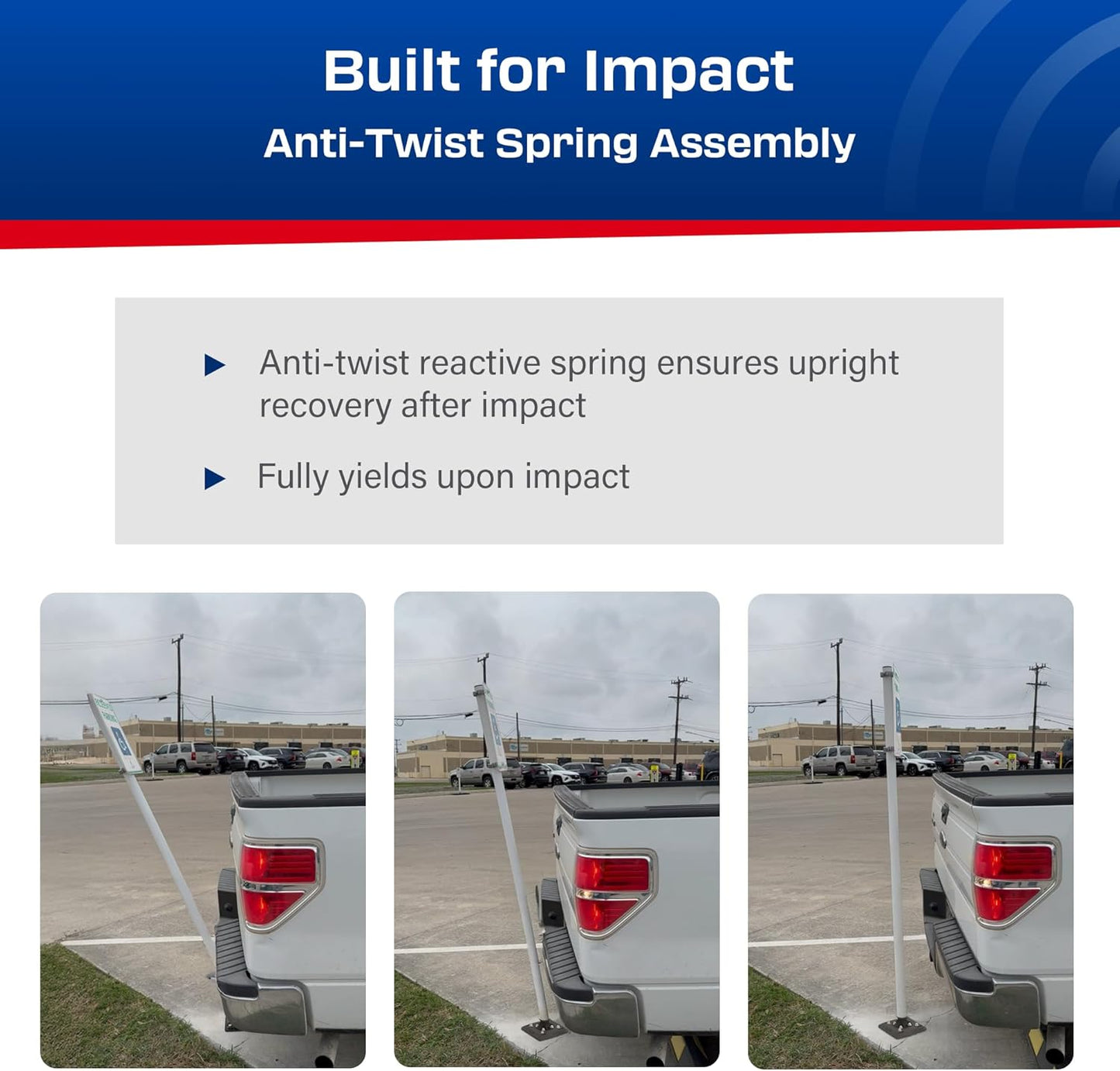 Impact Recovery - Sta-Rite Flexible Sign Post - Sign Holder - Handicap Parking Signs - Made in the USA - 78” Reserved Parking Signage