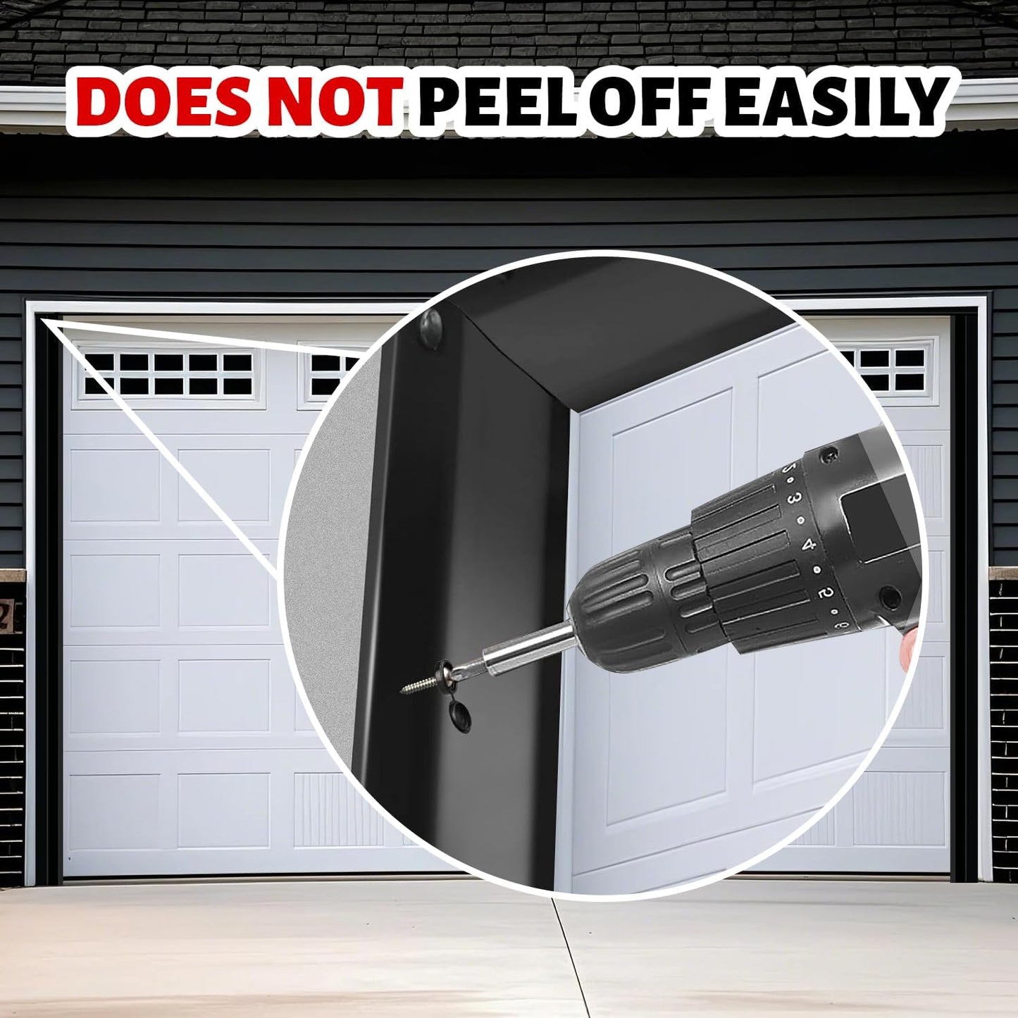 Garage Door Seal Top and Sides Seal Strip, 40FT Universal Garage Door Weather Stripping, Durable Garage Door Bottom Seal Replacement with Adhesive Backing and Screws (Black, 40FT)