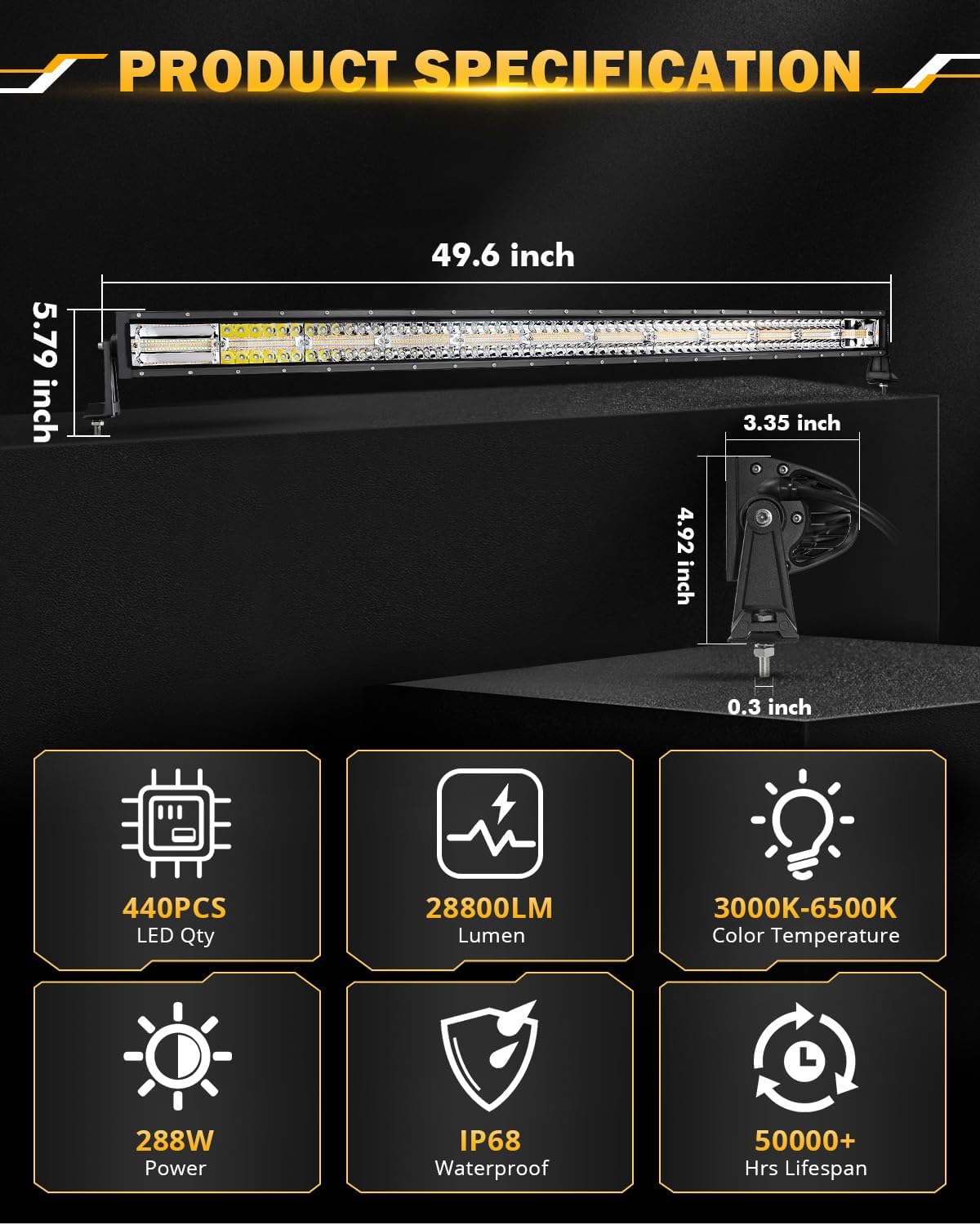 Auxbeam 42 Inch Curved LED Light Bar, 240W 6 Modes Amber White Strobe Fog Lights, Yellow Spot Flood Memory Reset Function Offroad Driving Work Ditch Light for Truck Car ATV