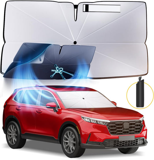Windshield Sun Shade Umbrella: for Honda CRV 2023 2024 2025-4-Layers Thickened Front Car Window Shades - CR-V EX/LX/EXL/Sport/Sport-L/Sport Touring Hybrid Foldable Sunshades Block UV Keep Cool