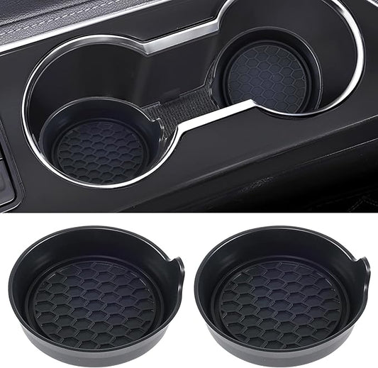 Amooca Car Cup Coaster Universal Automotive Waterproof Non-Slip Cup Holders Sift-Proof Spill Holder Car Interior Accessories 2 Pack Black