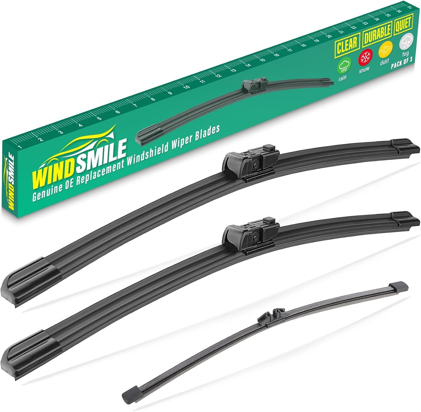 24" 20" 15" Windshield Wiper Blades Replacement for Ford Mustang Mach-E 2021 2022 2023 2024 Mustang Mache Premium All Weather Front Rear Wipers Set - OEM Quality (Pack of 3)