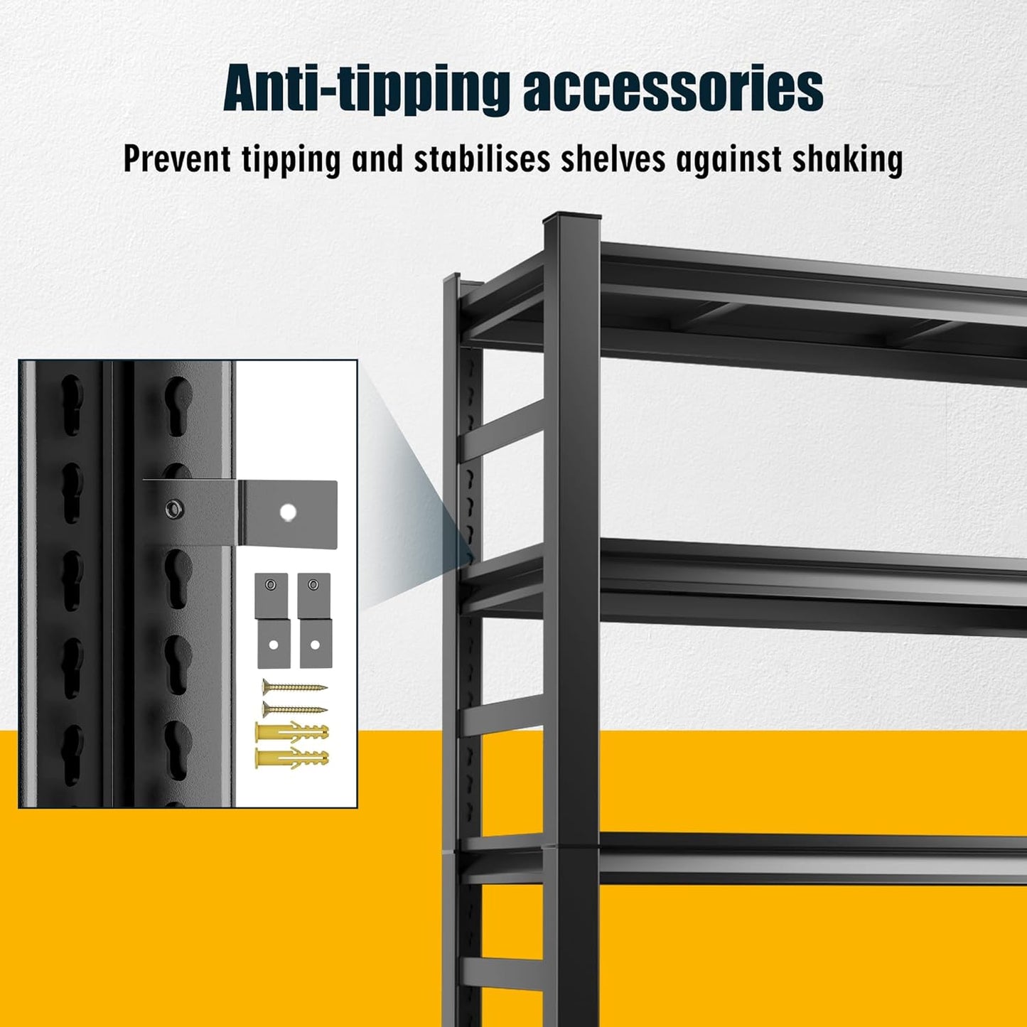 78"H Garage Shelving Heavy Duty Shelving Units, 3500LBS Large Capacity Adjustable 5 Tier Metal Garage Storage Shelves Industrial Shelf Rack for Warehouse and Basement, 18"Dx 47.2"Wx78"H, Black