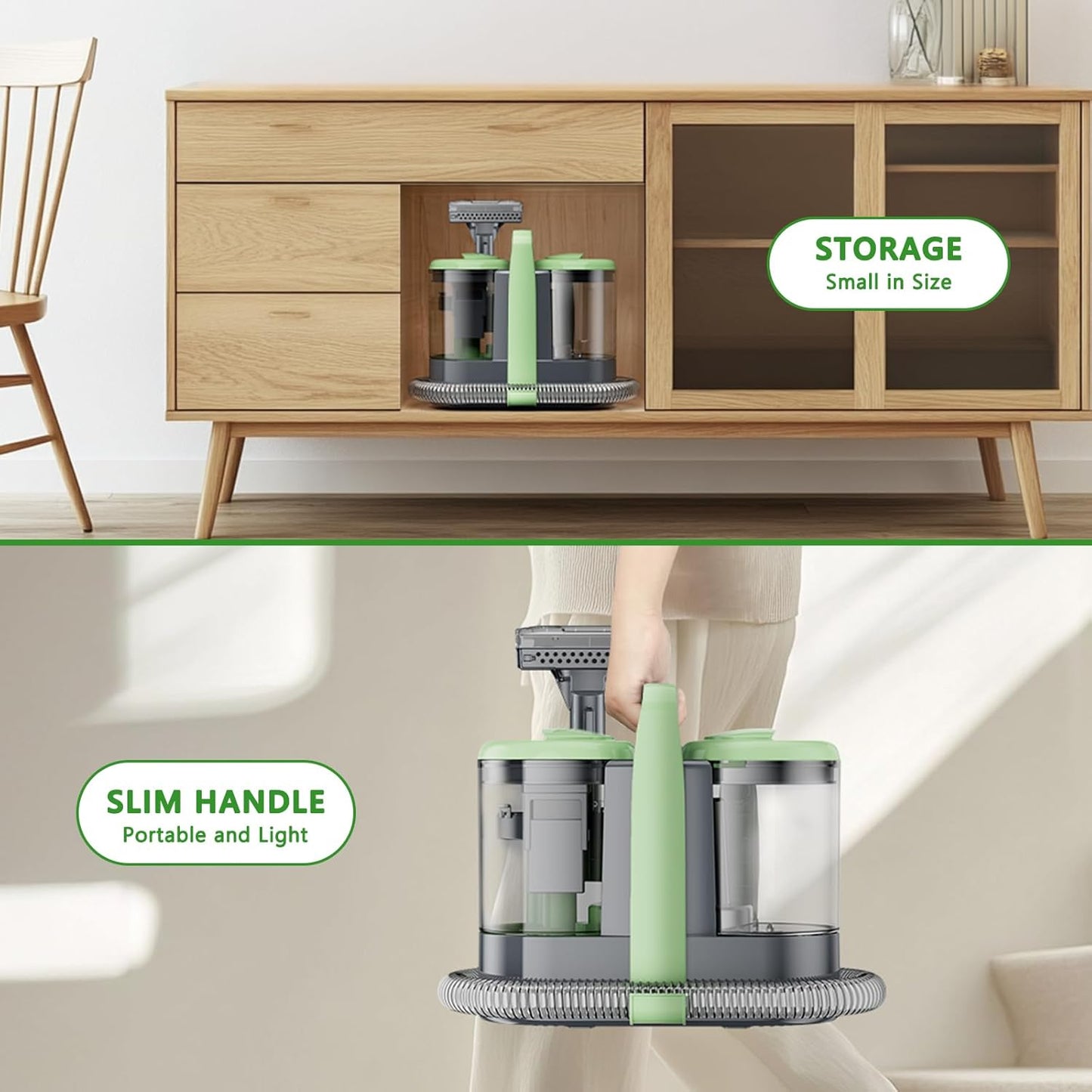 Carpet Cleaner Machine, 18Kpa Portable Carpet Spot and Upholstery Cleaner, 500W Powerful Suction Deep Couch Cleaner Machine with Handle for Pet Stains, Sofa, Car Seat, Furniture