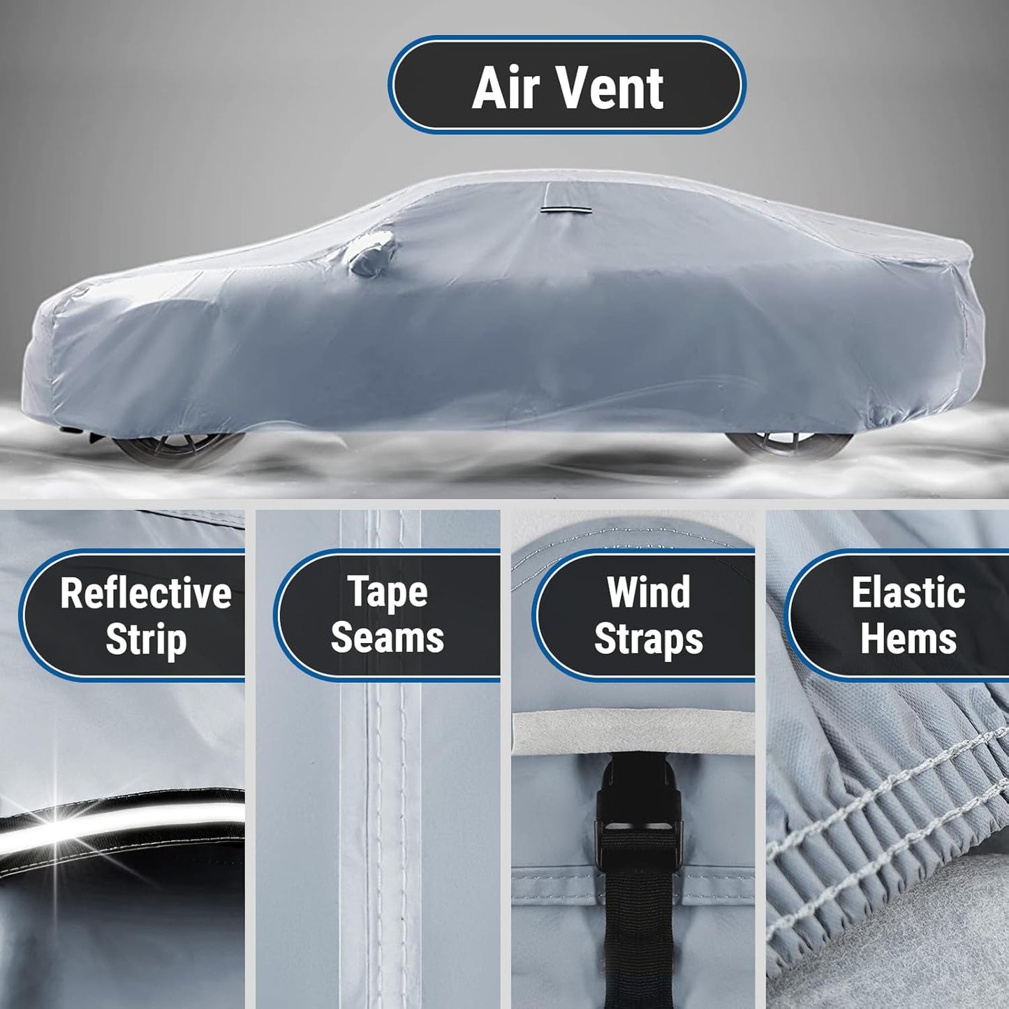 iCarCover Custom Car Cover for Pontiac Grand Am (1992-2005) Waterproof All-Weather Rain Snow UV Sun Protector Full Exterior Indoor Outdoor Car Cover (Stripe - Gray/Black)