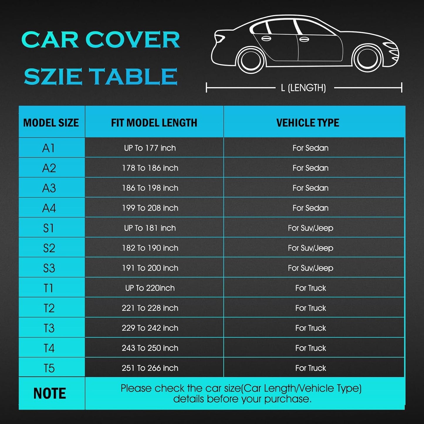Truck Car Cover Waterproof All Weather Full Outdoor Pickup Car Cover Rain UV Protection, Size T3 Universal Fit for Ford F150 Chevy Silverado Dodge Ram 1500. (Fit Truck Length 229 to 242 inch)
