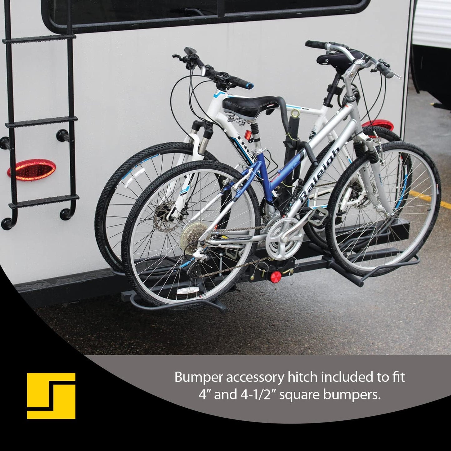 Stromberg Carlson BC-202BA 2-Bike Platform Style Hitch Mount Foldable Bike Rack with Bumper Adapter for 2" Hitch or RV Bumper