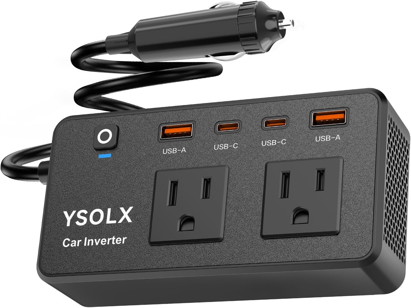 300W Car Power Inverter - YSOLX Dual DC 12V to 110V AC Car Outlet Adapter to Wall Plug, 24W Fast Charging USB-C&USB-A, Portable Charger Converter with for Laptops, Phones