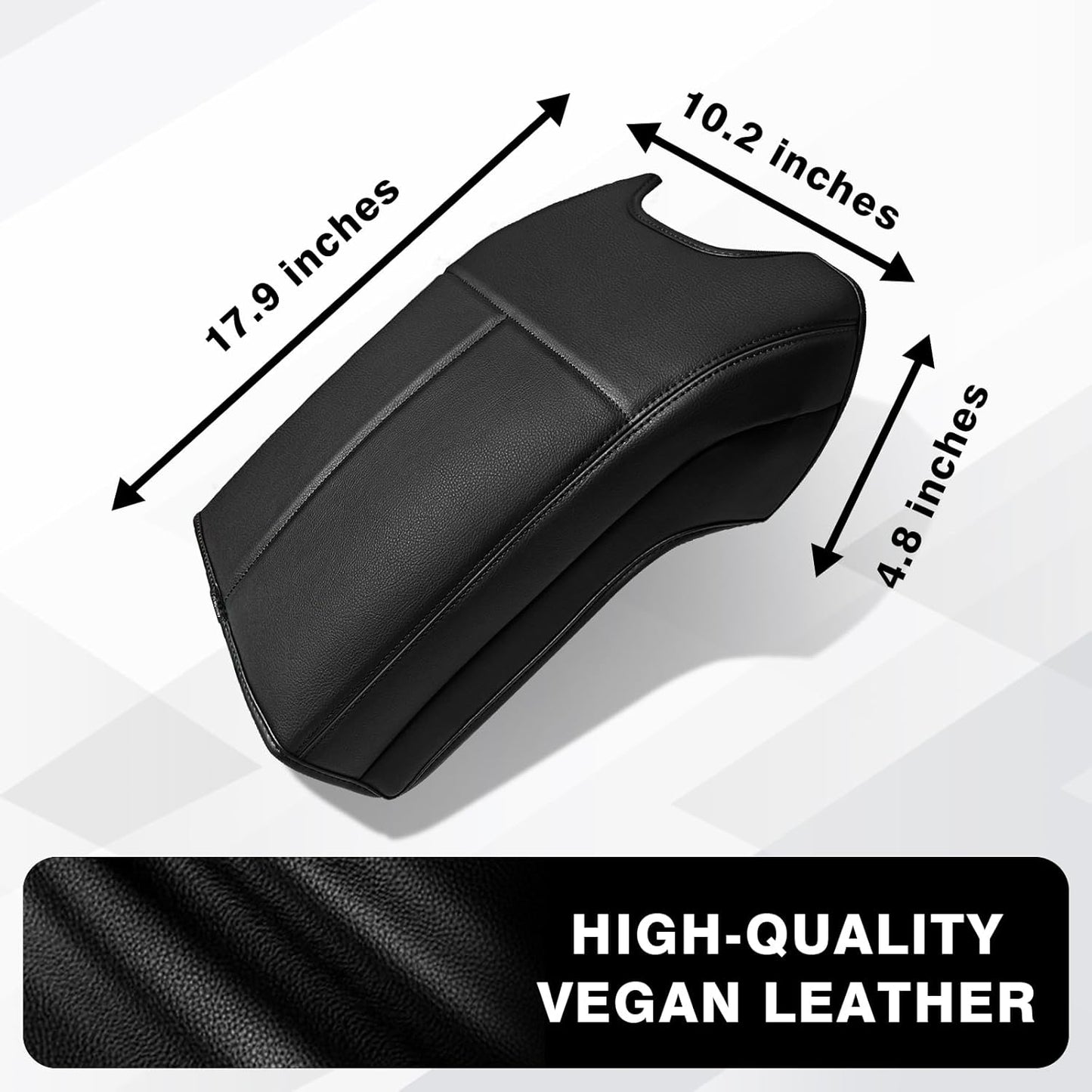 Muslogy Center Console Armrest Cover Compatible with Ford F250 F350 F450 2011-2016 Super Duty Comfort Armrest Pad Arm Rest Cushion Vegan Leather Protector Regular Thick(Bucket Seat ONLY)