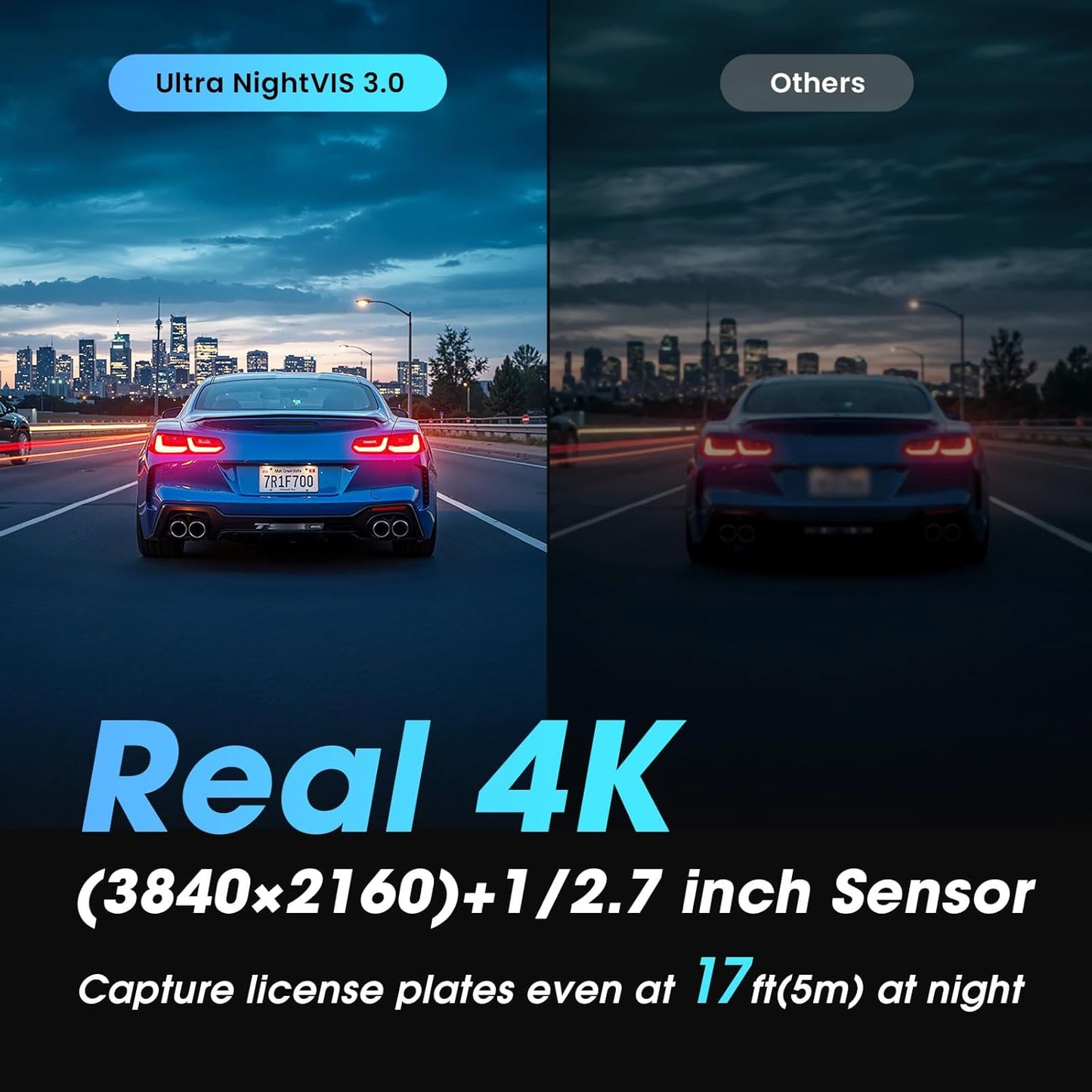 DDPAI Dash Cam Front and Rear, 4K + 1080P Dash Camera for Cars, Real 4K Dashcam with 32G eMMC, Full Color Night Vision, 5GHz WiFi 6, 7 Days Parking Mode, GPS, 3" IPS, ADAS, WDR, Loop Recording, Z60